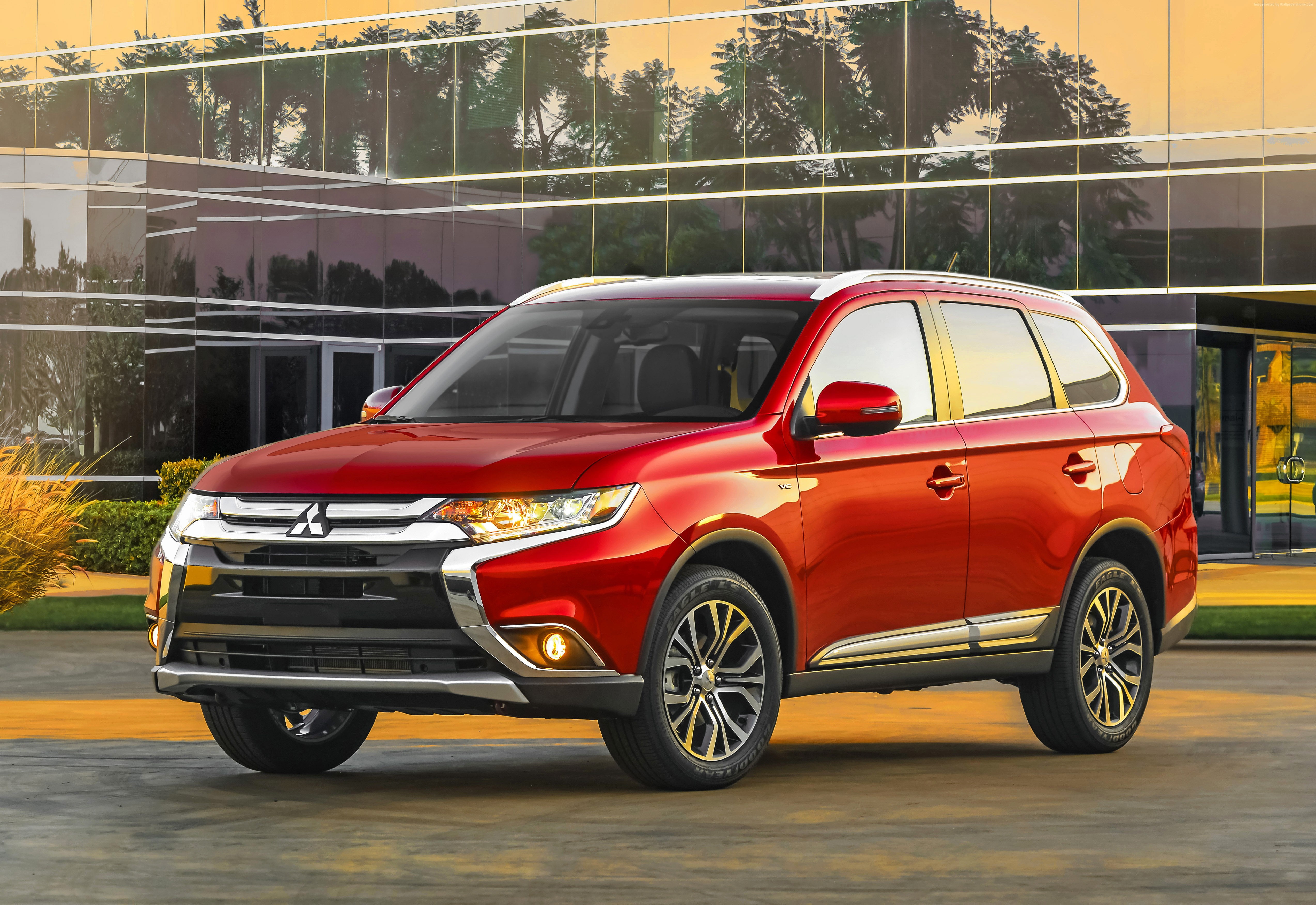 red, Hybrid, Mitsubishi Outlander, 4K, SUV, HD Wallpaper