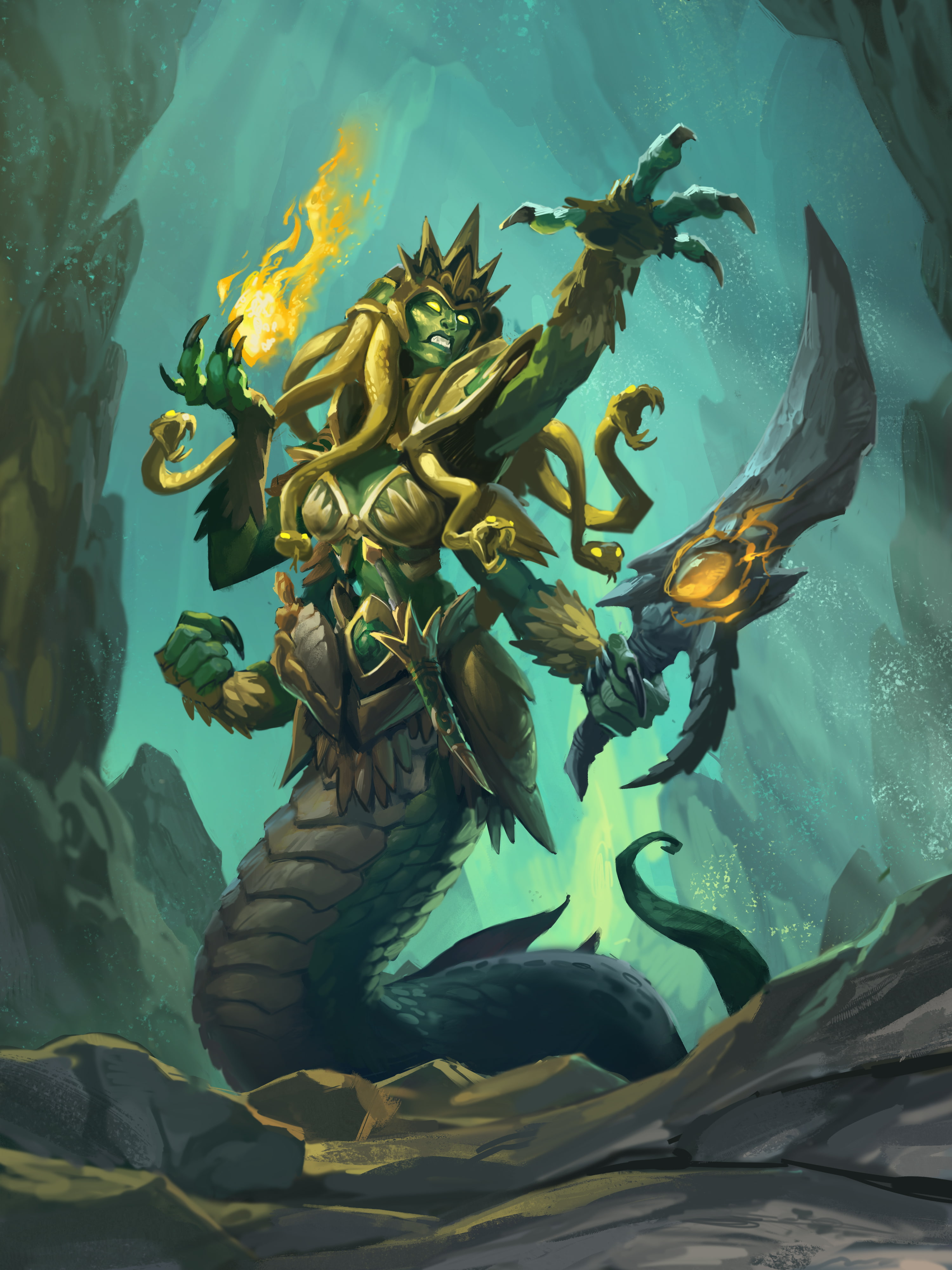 art and craft, marine, group of animals, water, underwater, sea life, animal themes, Hearthstone: Kobolds and Catacombs, swimming, no people, undersea, Phone HD Wallpaper