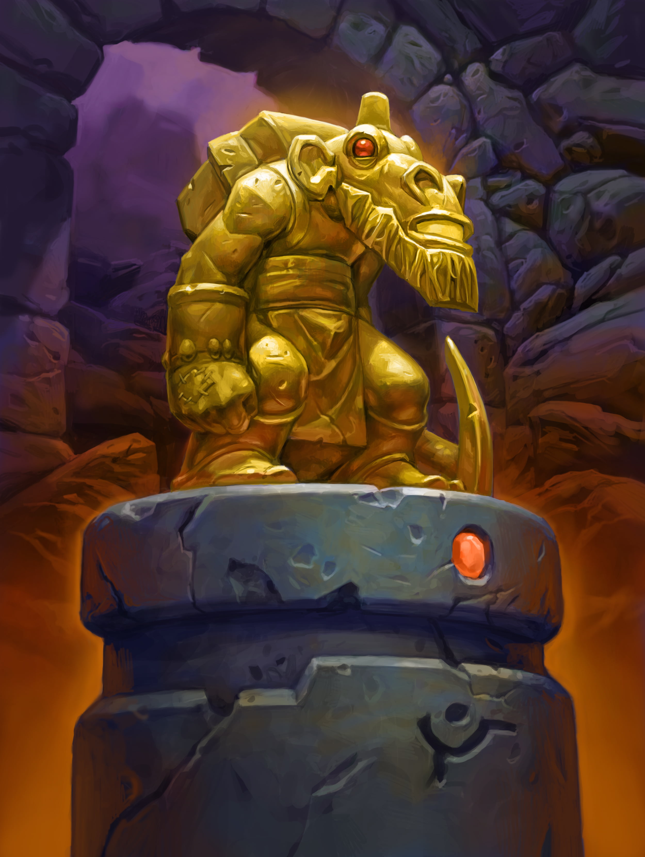 night, human representation, mammal, no people, illuminated, representation, sculpture, metal, gold colored, art and craft, close-up, 2K, creativity, Hearthstone: Heroes of Warcraft, Phone HD Wallpaper