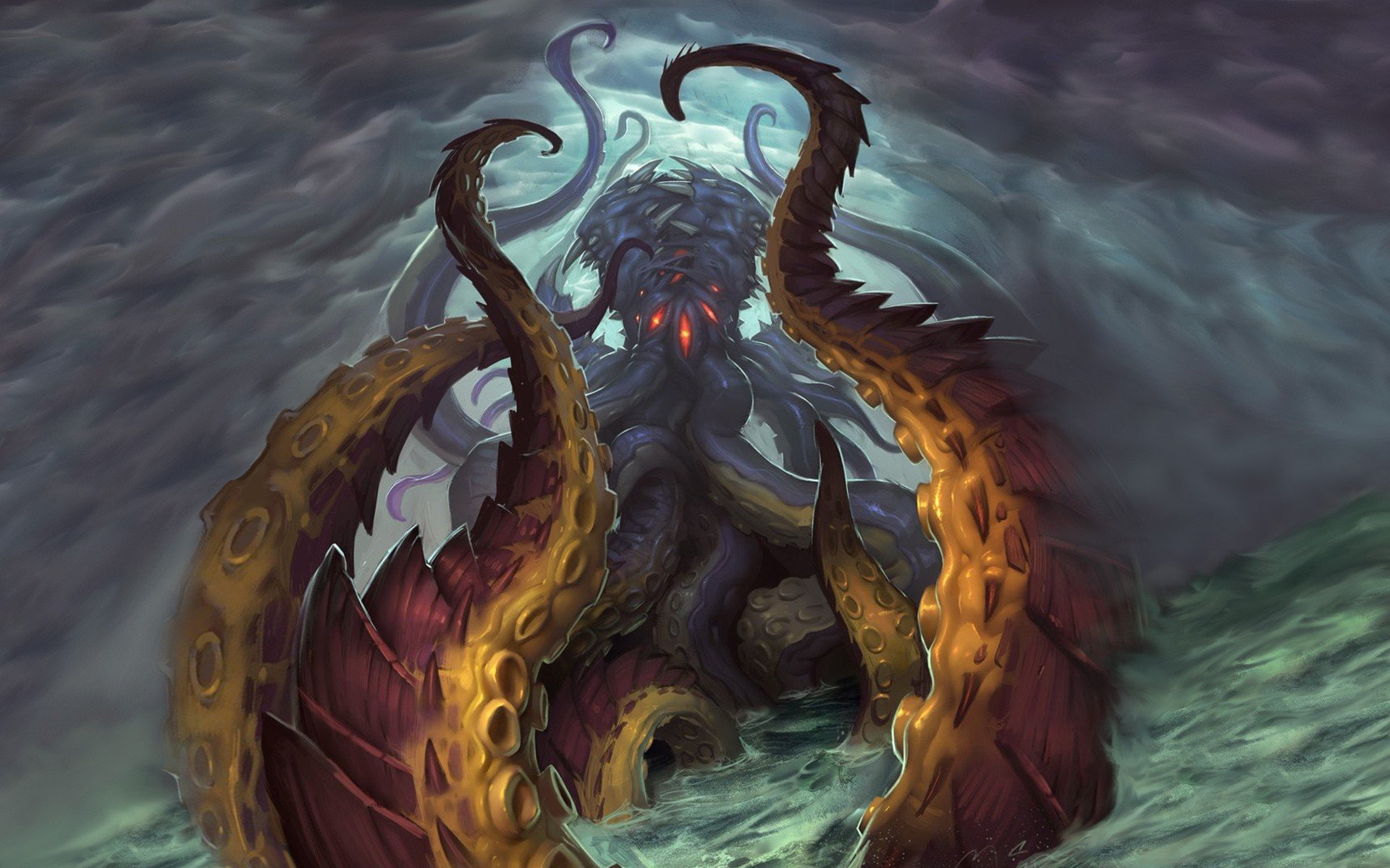 1080P, hearthstone, NZoth, whispers of the old gods, HD Wallpaper