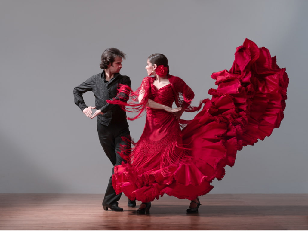 couple, 480P, dance, flamenco, red, HD Wallpaper