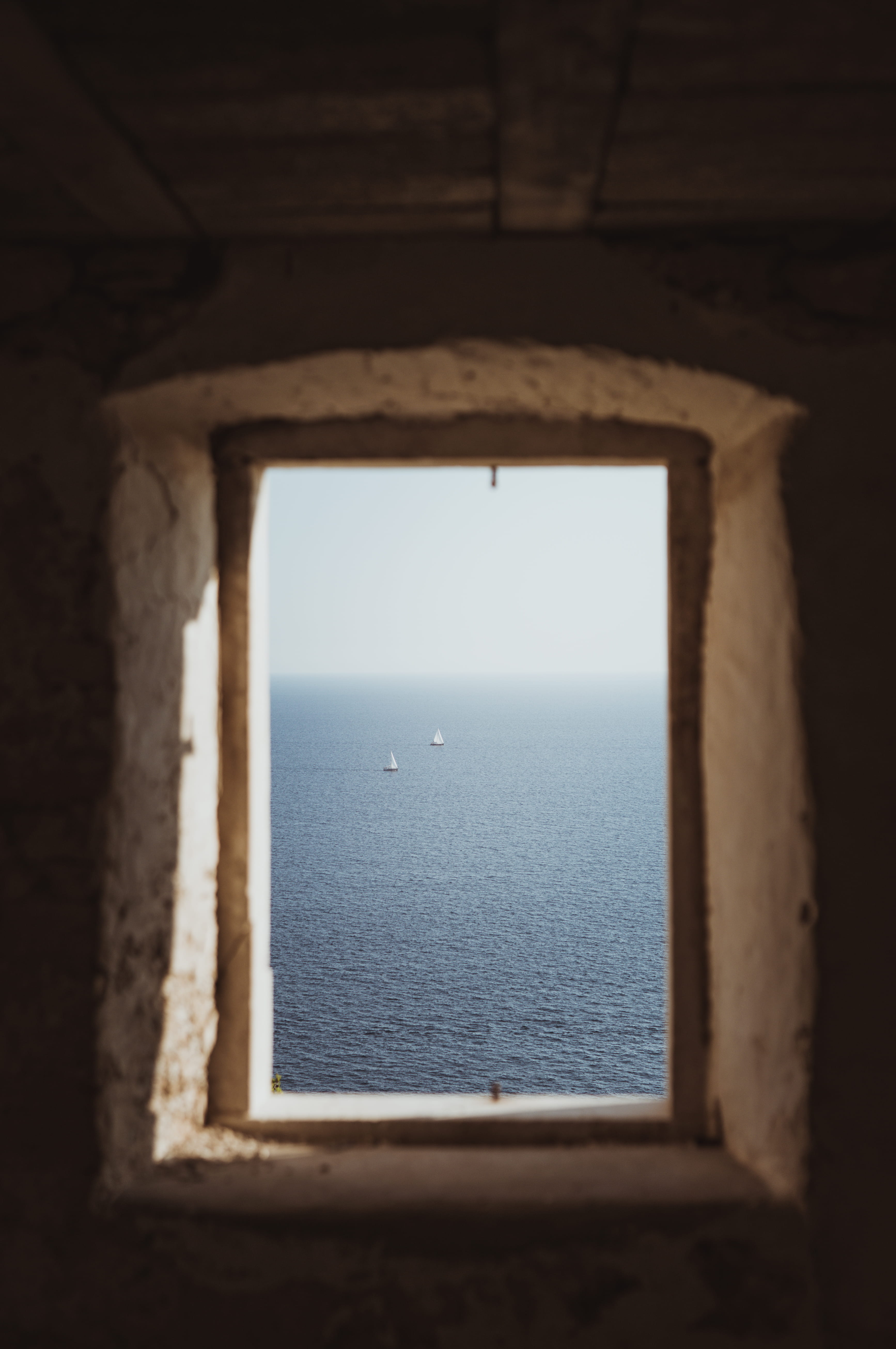 explore, scenics - nature, water, window ledge, land, indoors, horizon over water, architecture, view, daytime, two, frame, tranquil scene, nature, sailboat, Phone HD Wallpaper