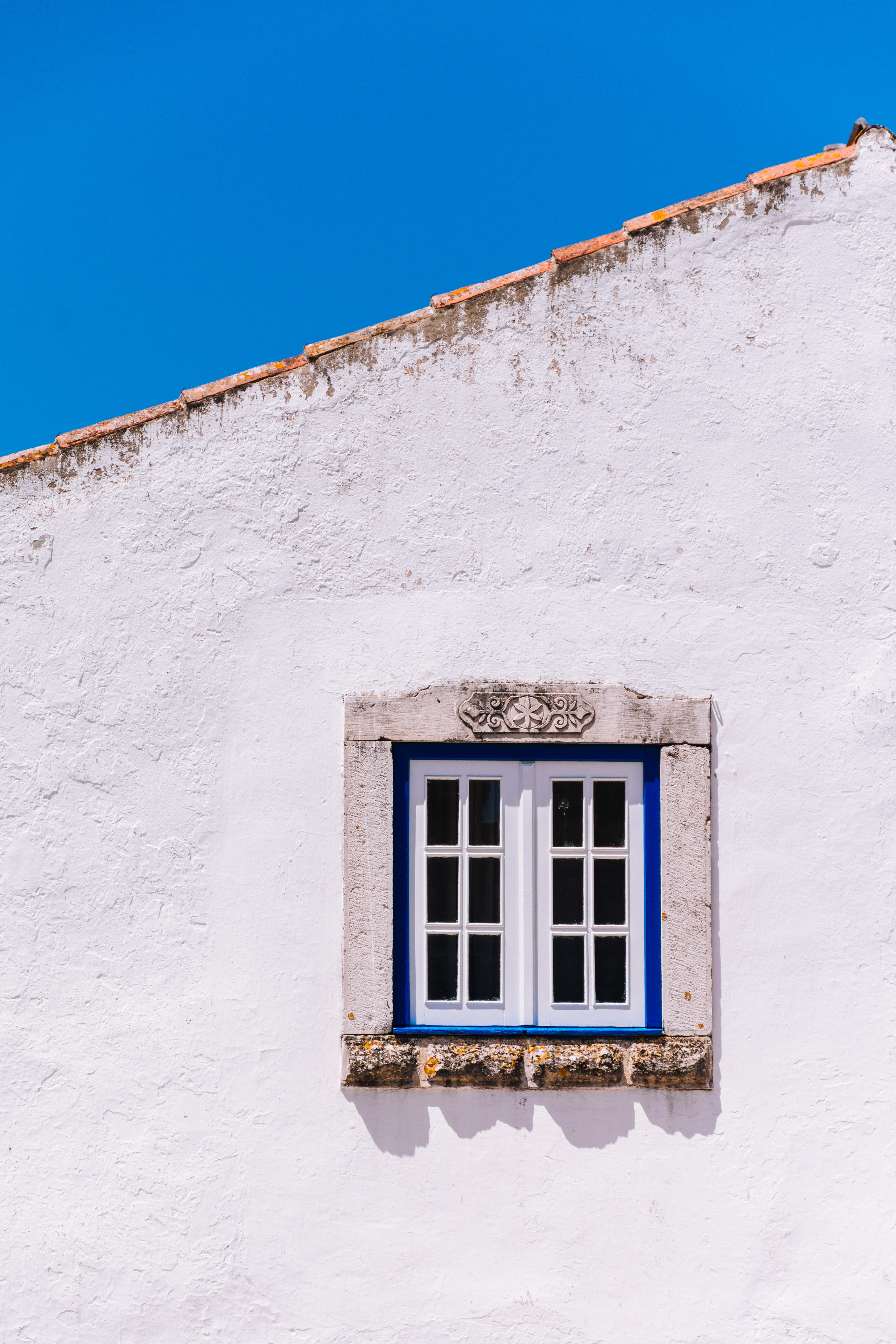 blue paint, old-fashioned, facade surface, portugal, cultures, built Structure, europe, midday, window ledge, blue, wall - Building Feature, 5K, town, Phone HD Wallpaper