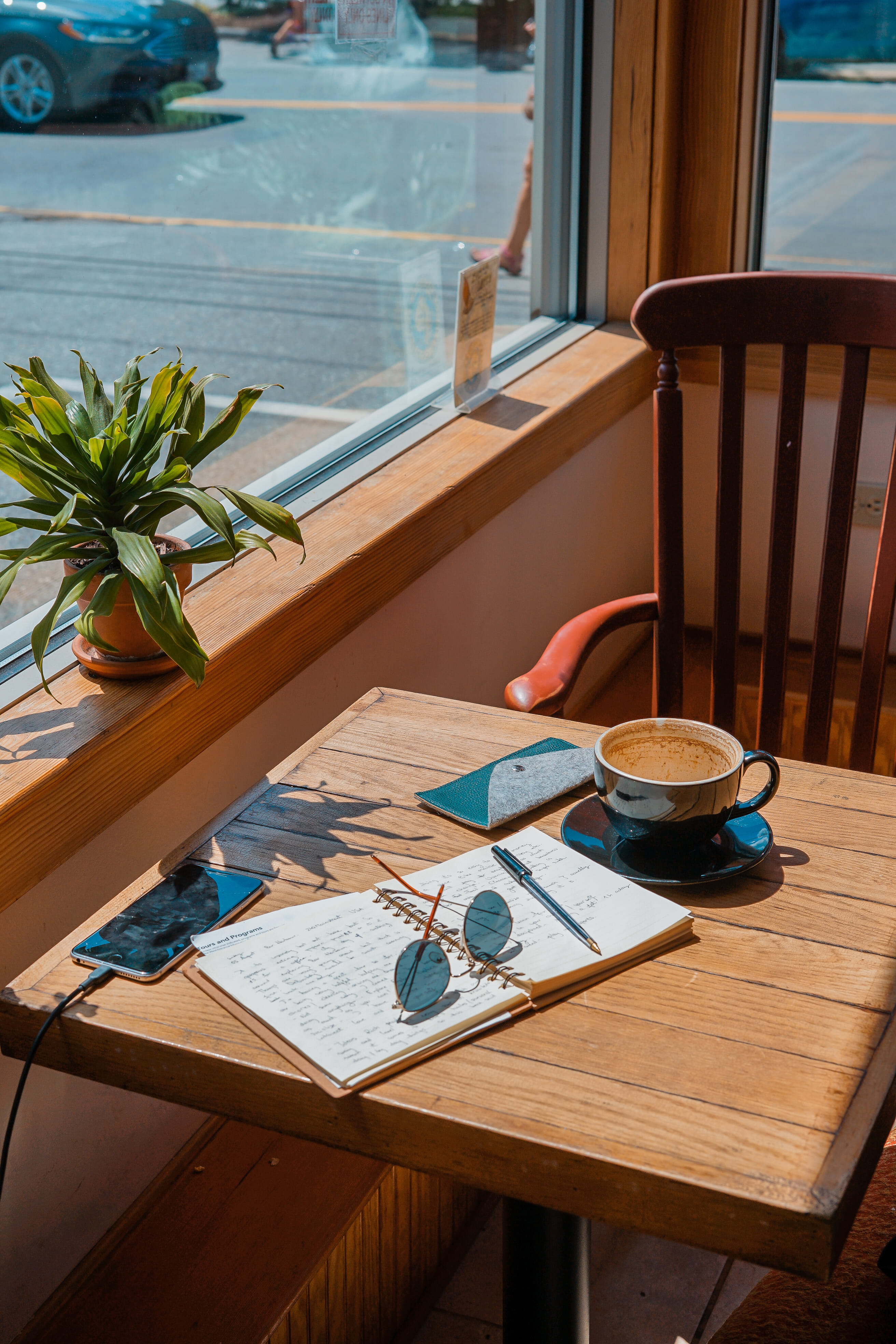 document, window, leafed, drink, table, sketching, interior, coffee, pen, desk, no People, 4K, window light, paper, business, writing, notebook, charging, Phone HD Wallpaper