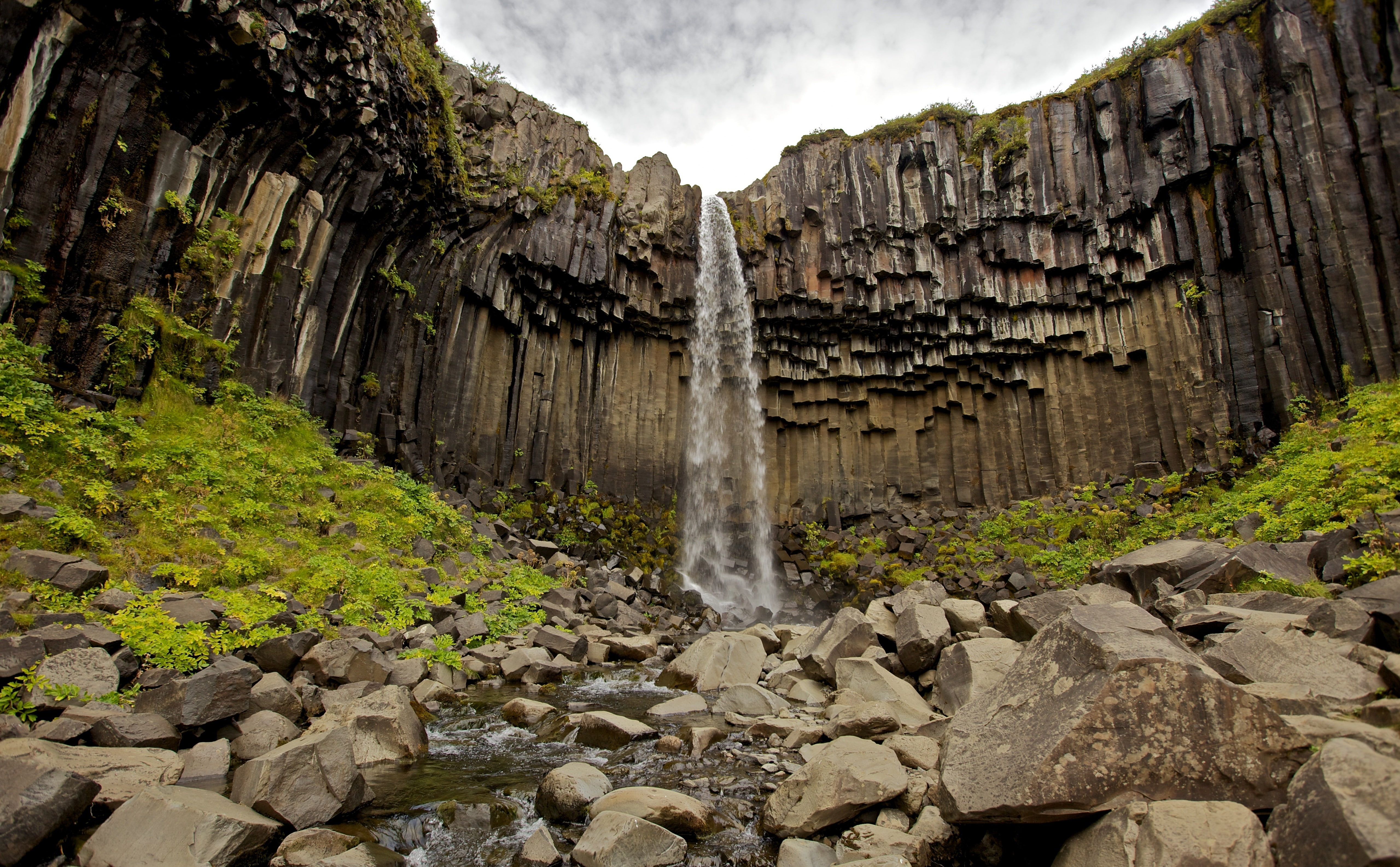 Columns, scenics - nature, longexposure, lavacolumns, solid, land, formation, visit, geology, rock - object, motion, Waterfall, Volcanic, tranquility, day, HD Wallpaper
