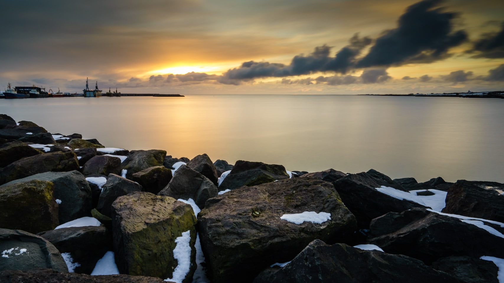 iceland, little, seascape, water, body, photography, harbor, landscape, 720P, stopper, explored, long exposure, seconds, stones, body of water, black stones, HD Wallpaper