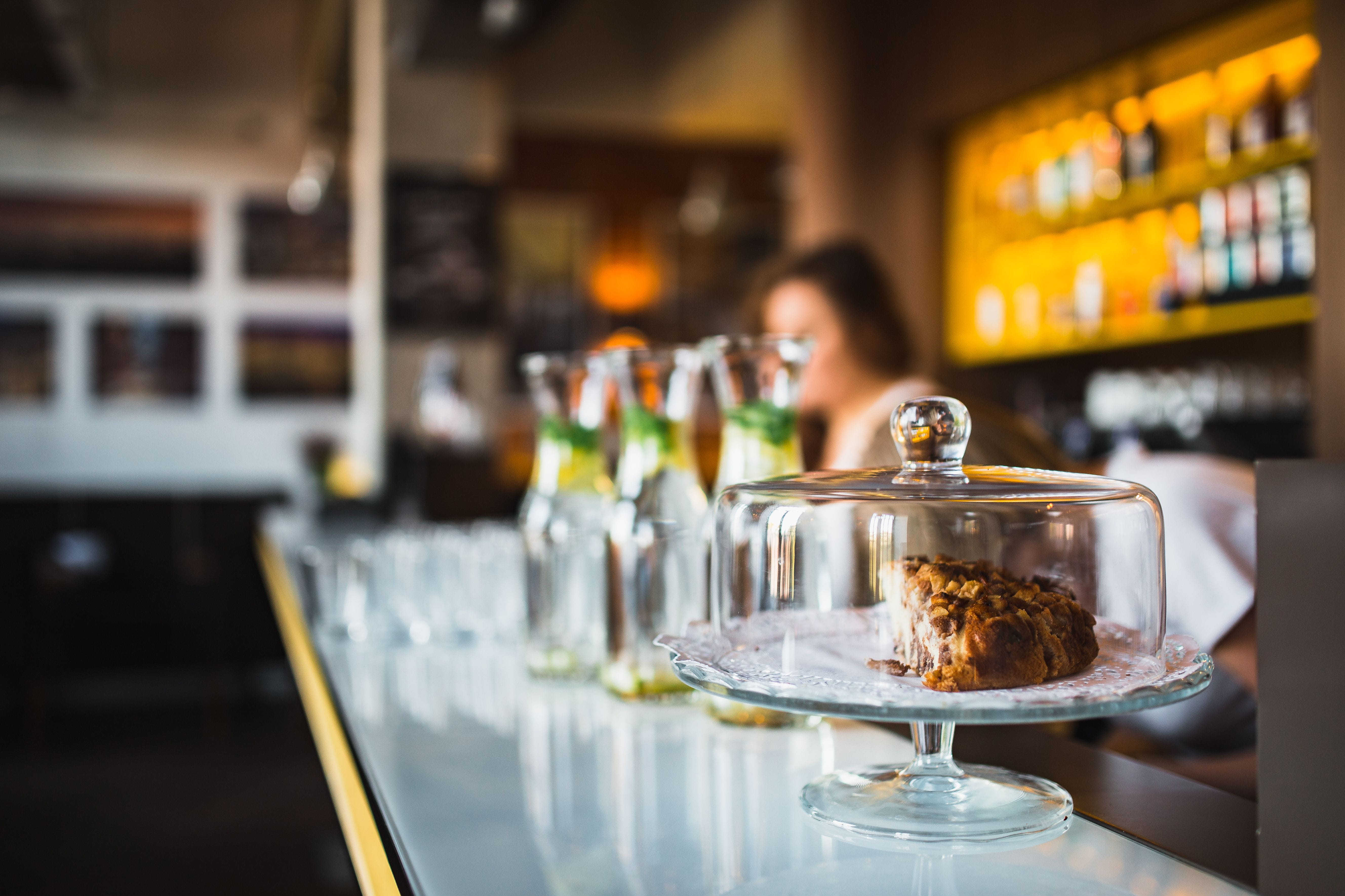 refreshment, food and drink industry, freshness, indoors, food, bar - drink establishment, drink, luxury, cake, tray, modern, no people, temptation, business, HD Wallpaper