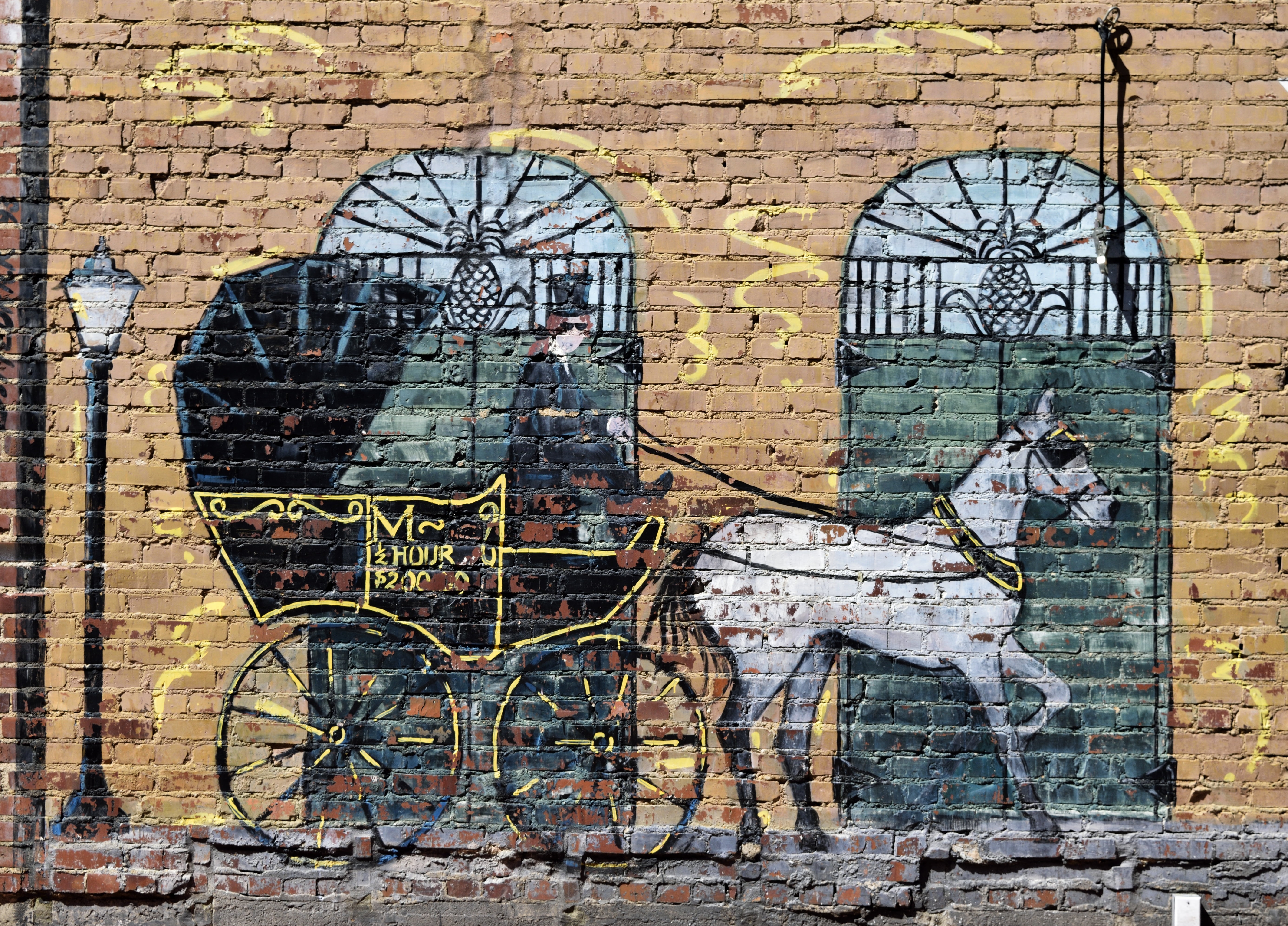 mural, damaged, brick, building exterior, carriage, downtown, weathered, outdoors, creativity, architecture, antique, built structure, grunge, retro, 5K, HD Wallpaper