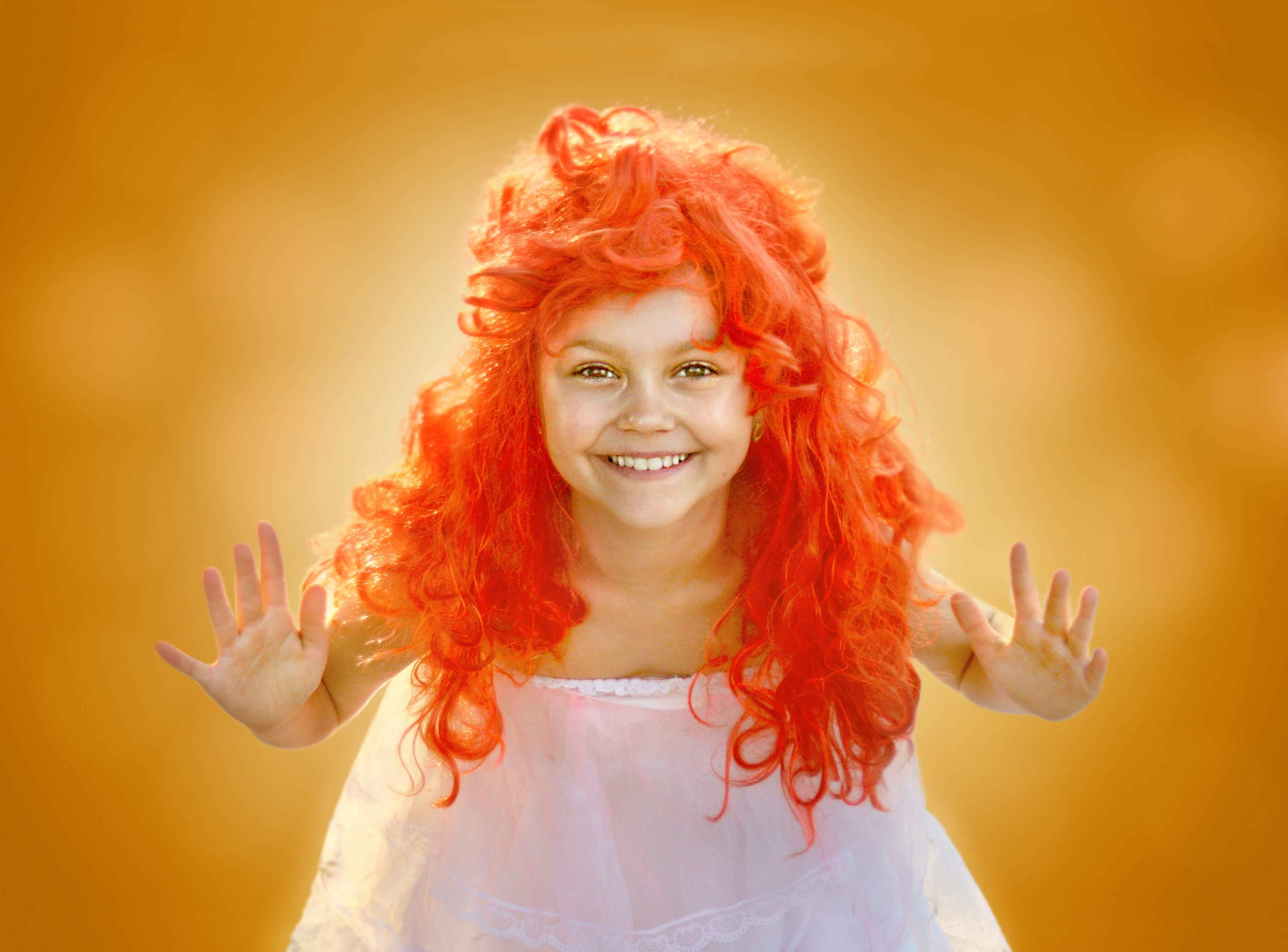 orange color, beautiful woman, model, cute, women, cheerful, sun, moment, sunny, kid, dyed red hair, woman, playful, colorful, female, orange, caucasian, HD Wallpaper