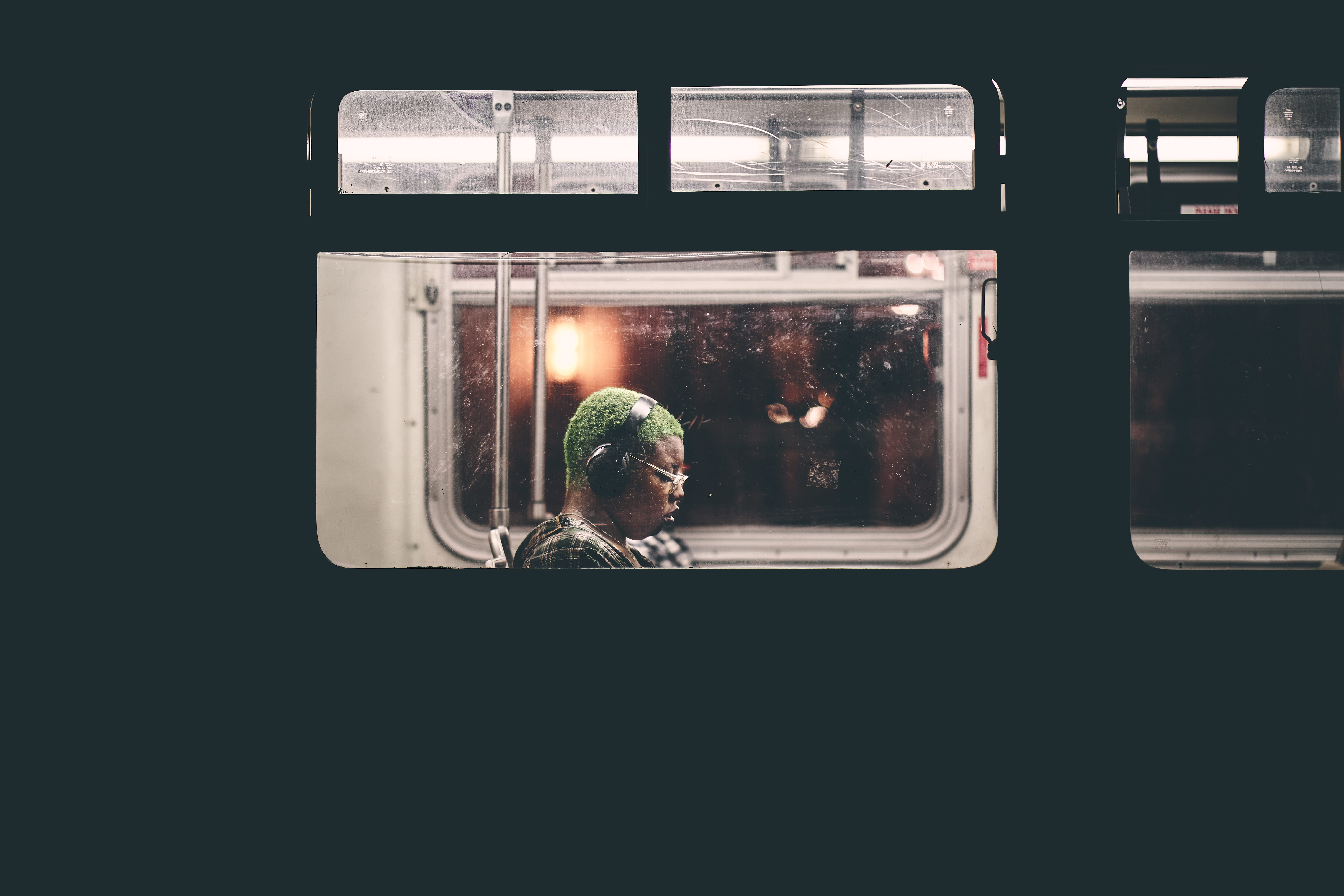 listening, framed, sitting, inside, music, people, green, urban, african american, outdoors, looking, black, men, man, female, head, technology, headphones, HD Wallpaper