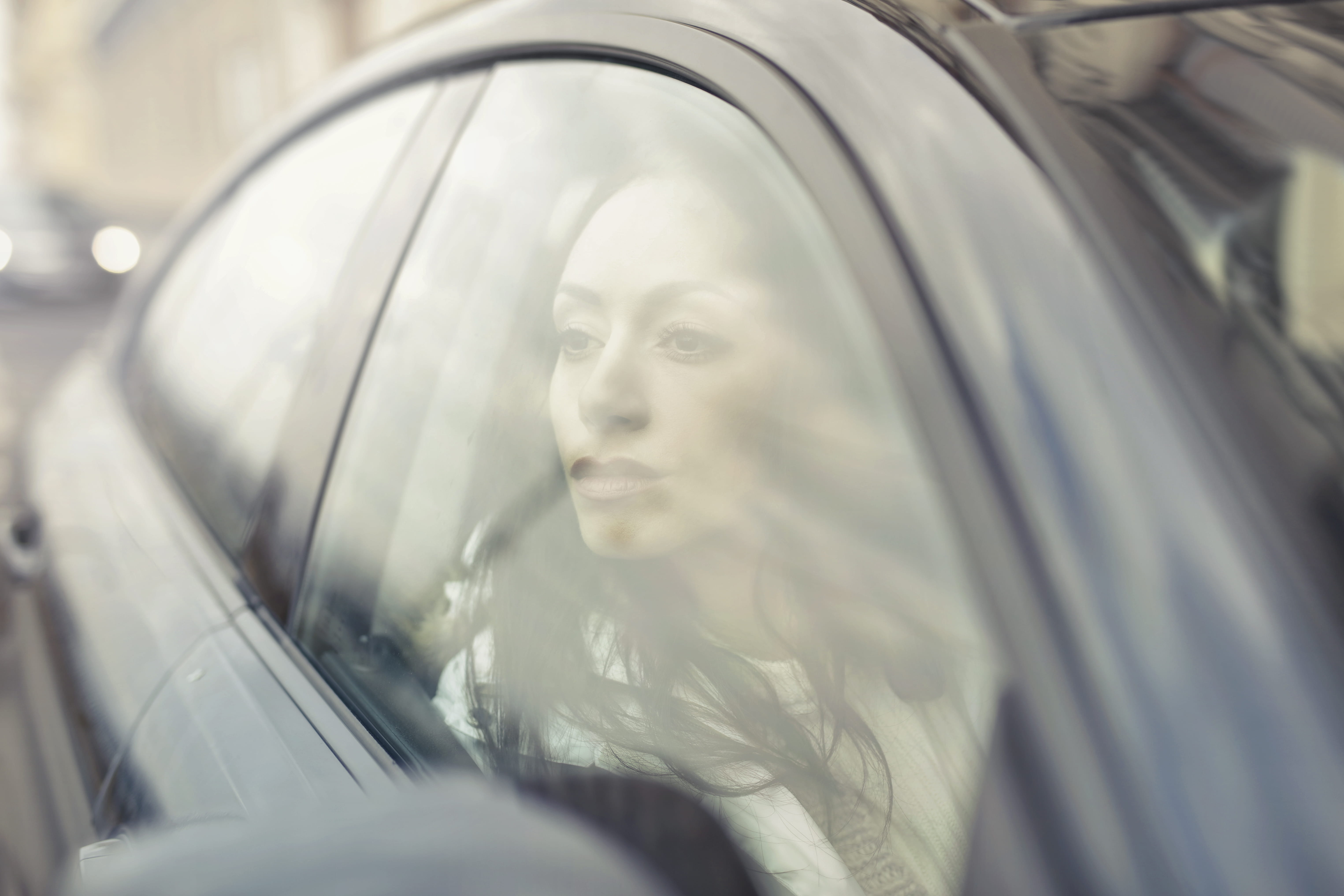 5K, vehicle, glass, black, traffic, color, mirror, transportation system, woman, portrait, vehicle window, beautiful woman, inside, car, daytime, driving, HD Wallpaper