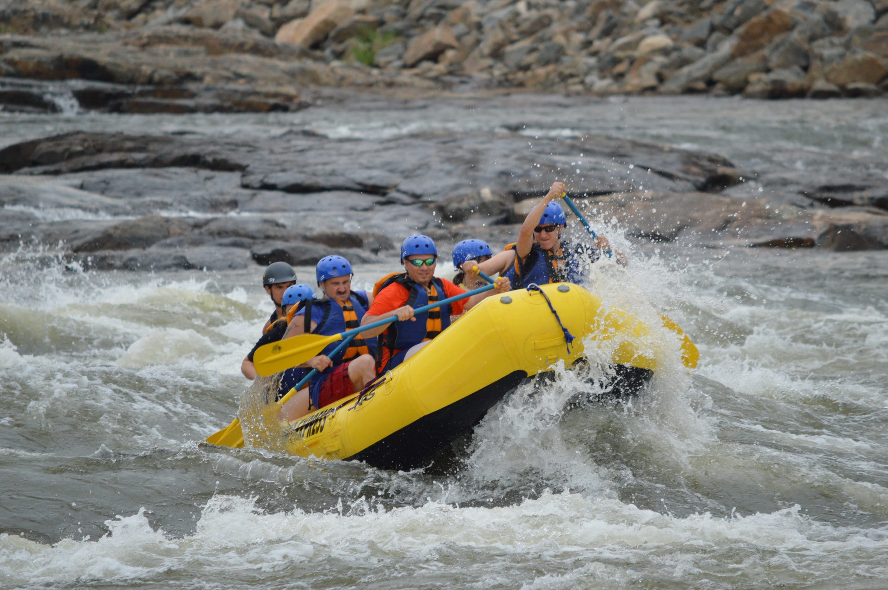 raft, transportation, paddle, speed, dangerous, water, adult, sport, summer, group, person, helmet, safety, action, day, leisure activity, riding, team, HD Wallpaper