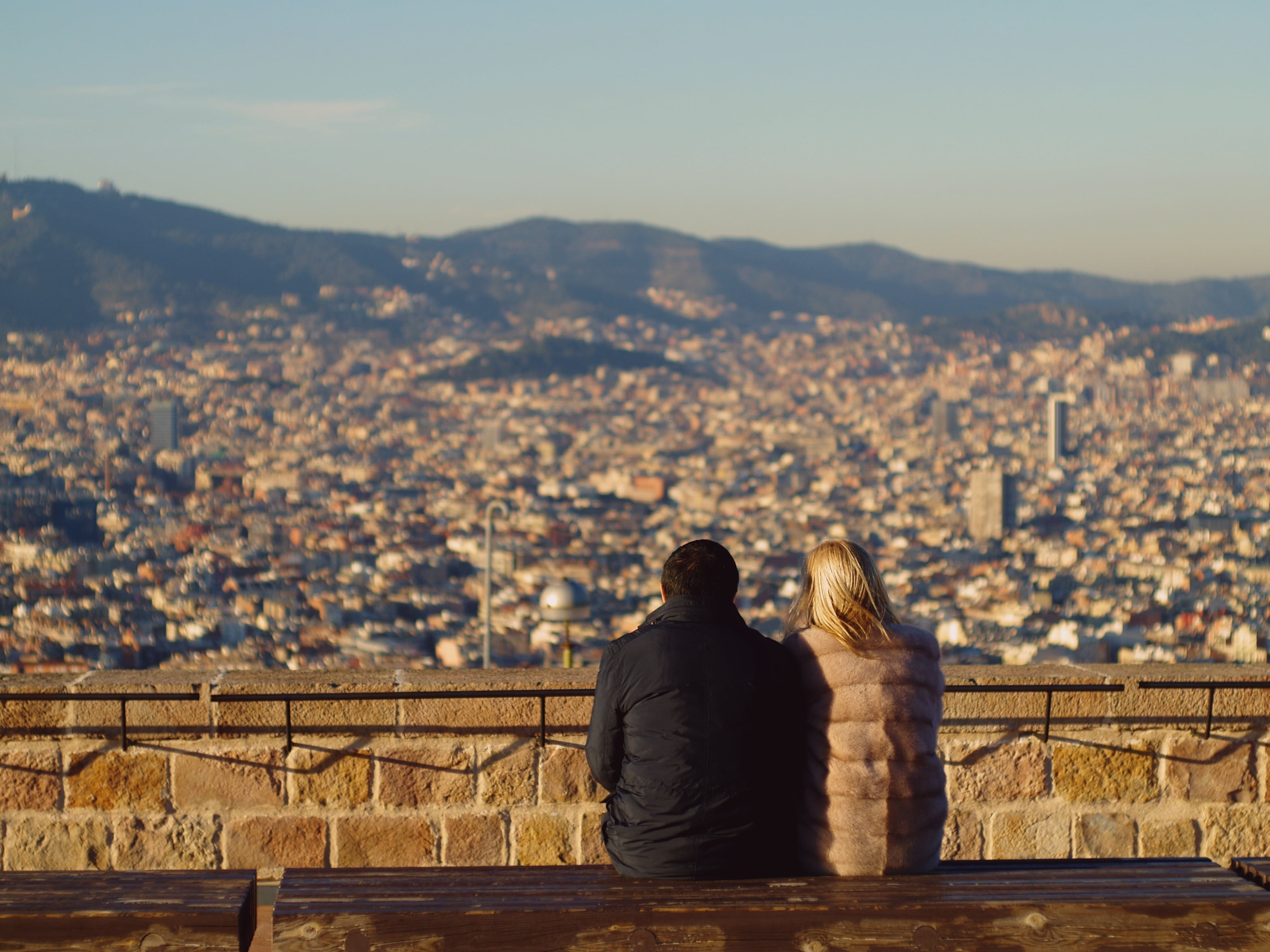 landscape, built structure, women, sky, tourists, man, see, adult, travel, cityscape, traveler, rear view, vacation, destination, distance, woman, relax, HD Wallpaper