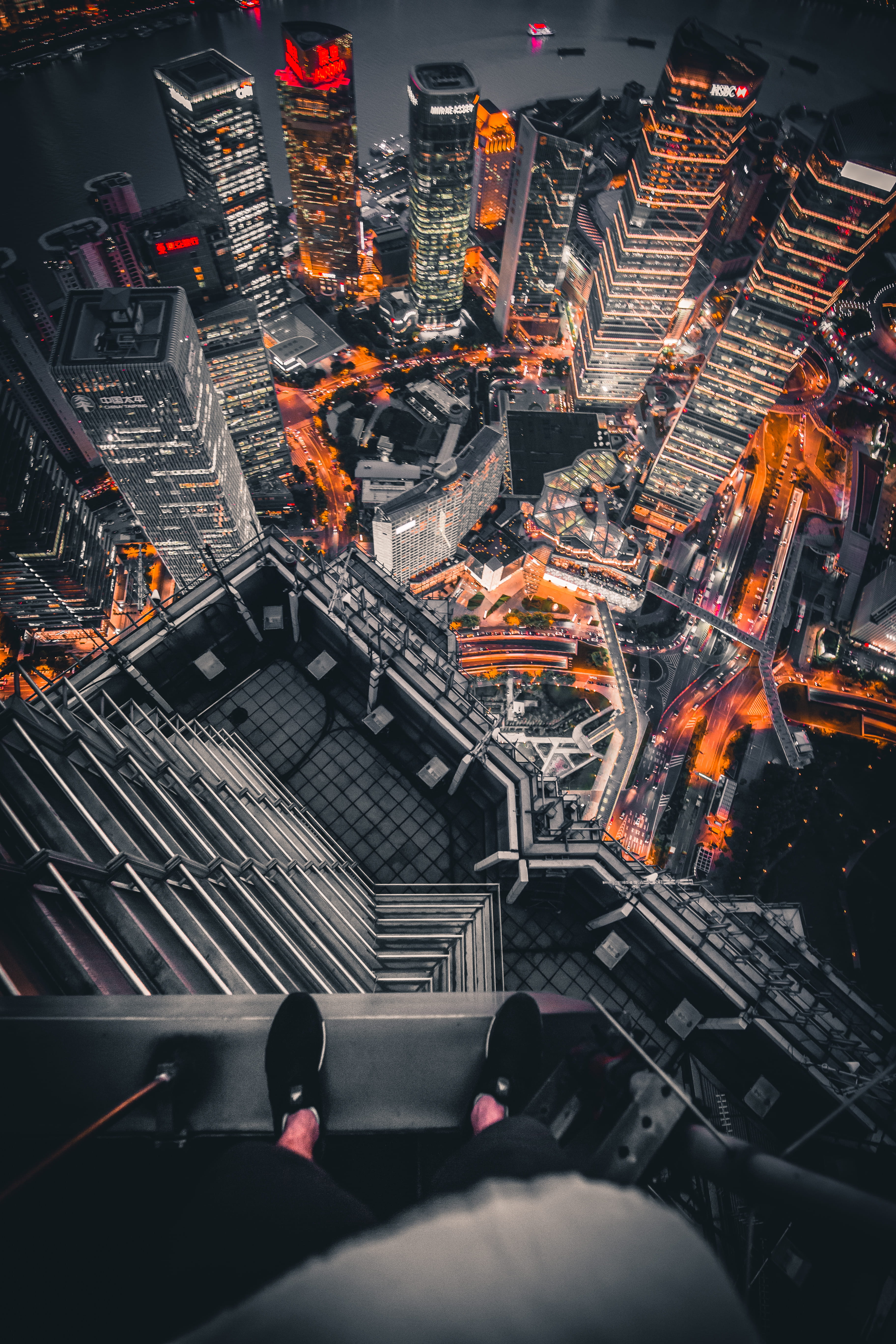 orange color, metal, glowing, ledge, built structure, real people, outdoors, rear view, high angle view, fire - natural phenomenon, illuminated, fire, heat - temperature, Phone HD Wallpaper
