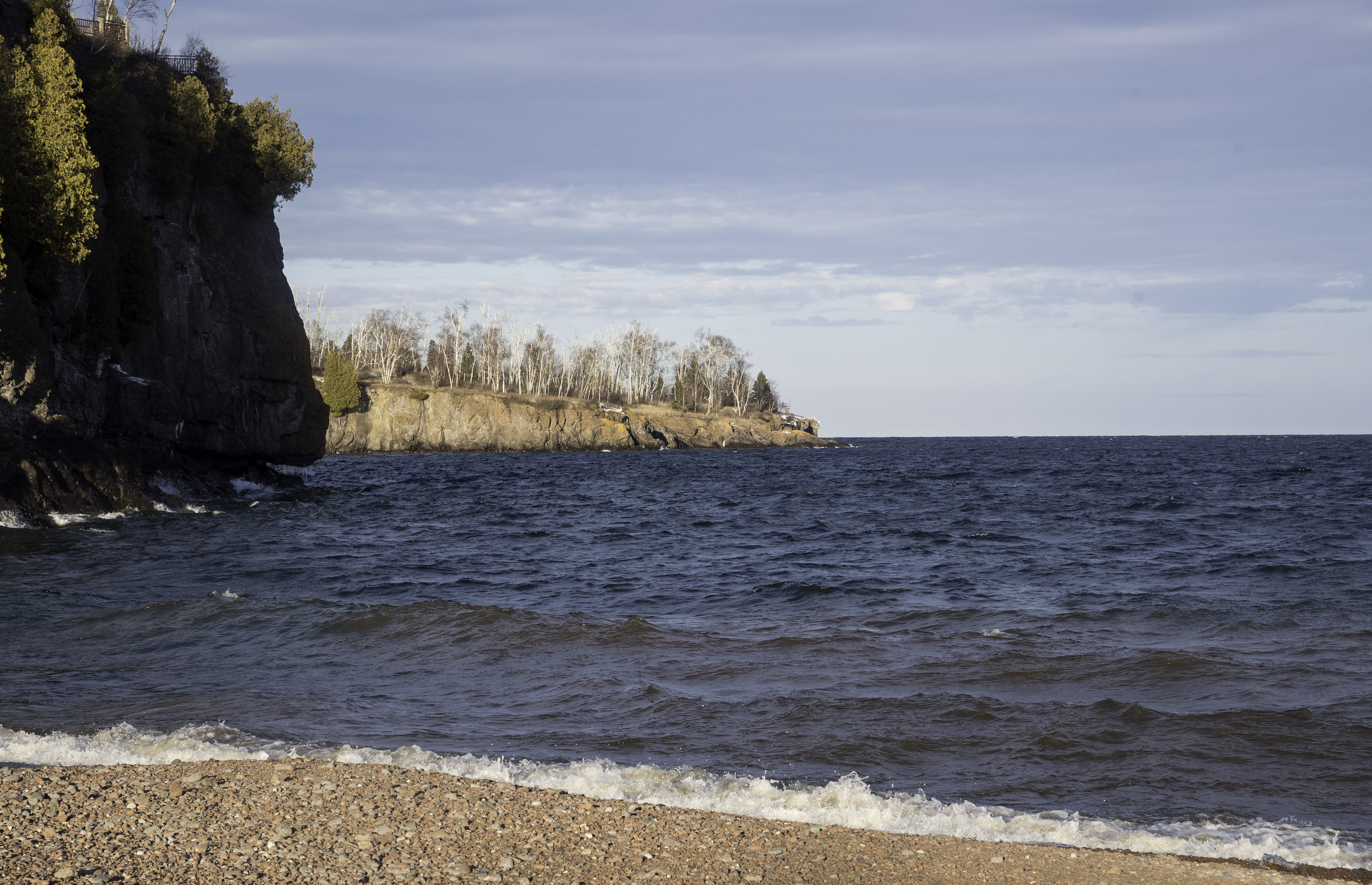 beach, United States, sea, cliff, landscape, lake, nature, wave, 5K, state, cloud - sky, horizon over water, tranquil scene, no People, sky, Lake Superior, HD Wallpaper