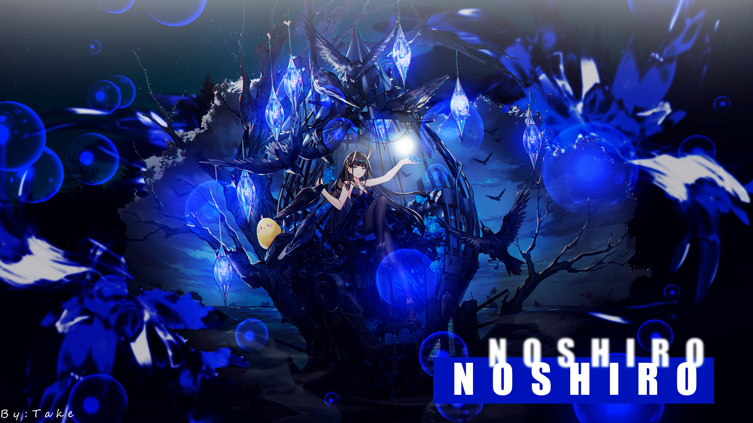 Night Elves, Azur Lane, Noshiro (Azur Lane), anime, 2K, night, anime girls, HD Wallpaper