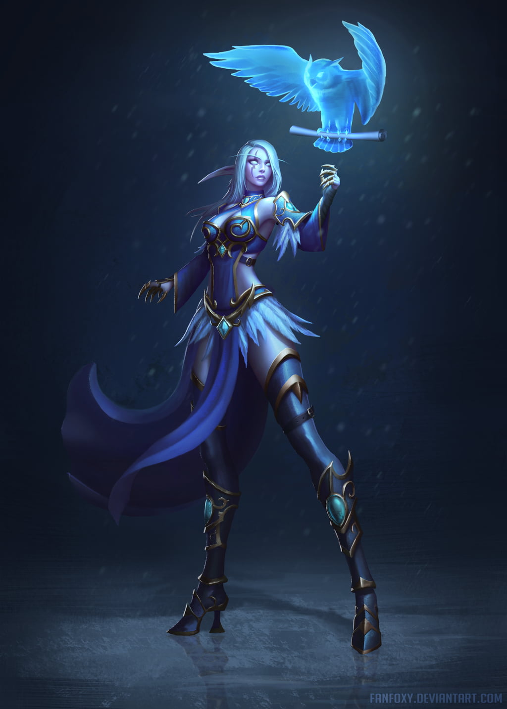 armor, high heels, Warcraft, scrolls, drawing, 720P, elves, night, ghost, owl, Fanfoxy, face paint, Night Elves, women, pointy ears, Phone HD Wallpaper