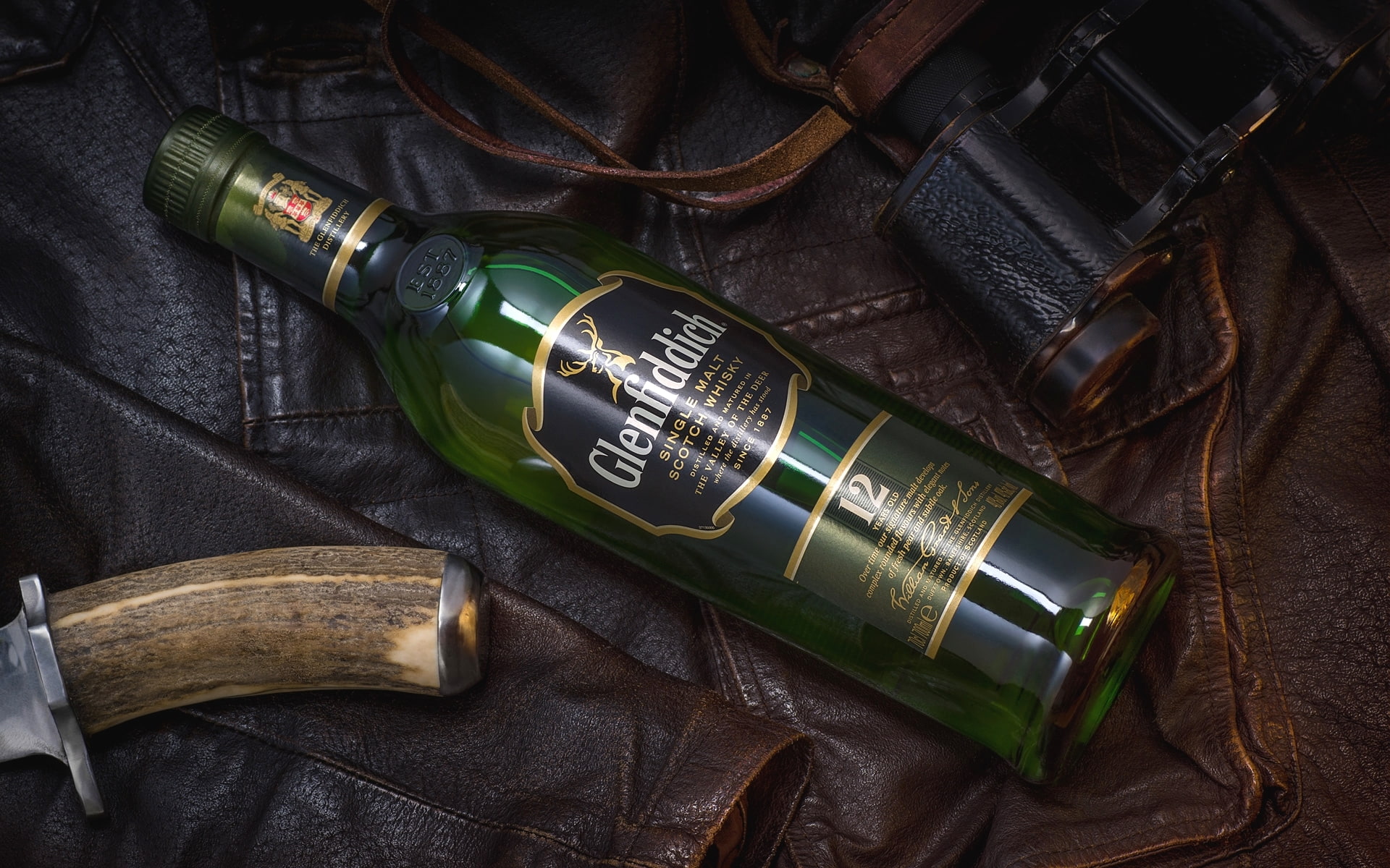 Glenfiddich, alcohol, 1080P, Whisky, bottles, HD Wallpaper