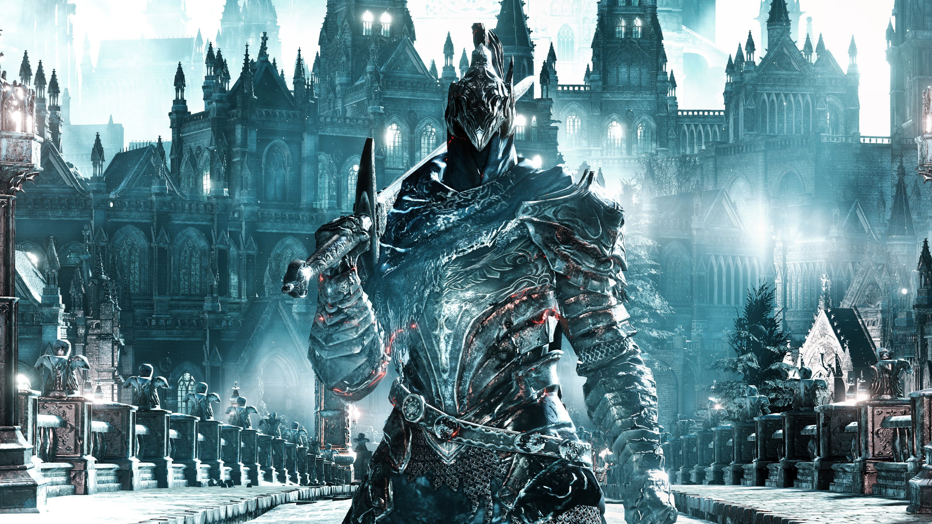 nature, travel destinations, night, the past, Artorias, spirituality, building exterior, Souls, gothic style, 2K, digital composite, city, history, belief, HD Wallpaper