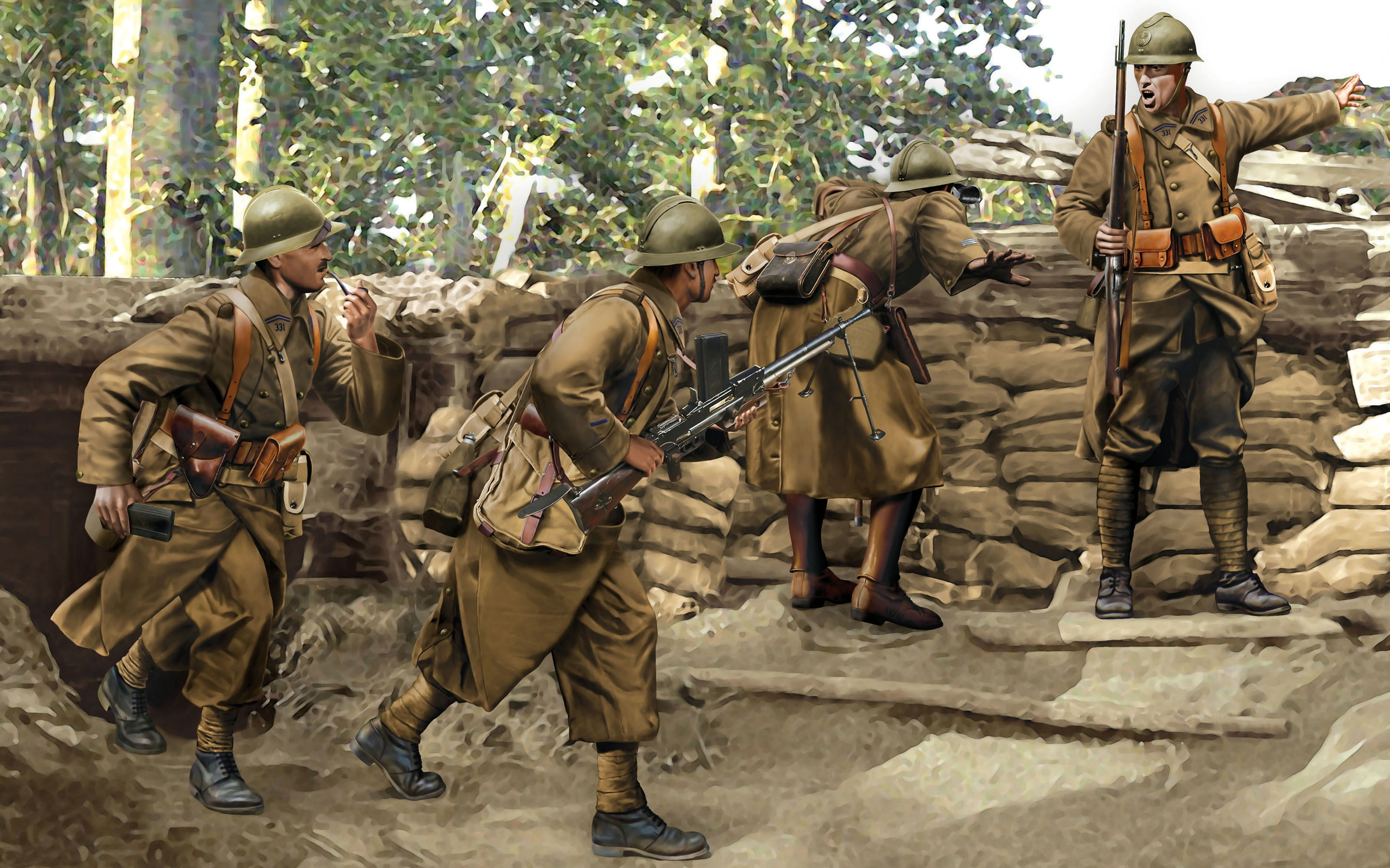 tree, the first world war, hiding, military Uniform, weapon, 28 Jul, historical Reenactment, government, war, soldiers, conflict, fighting, day, HD Wallpaper