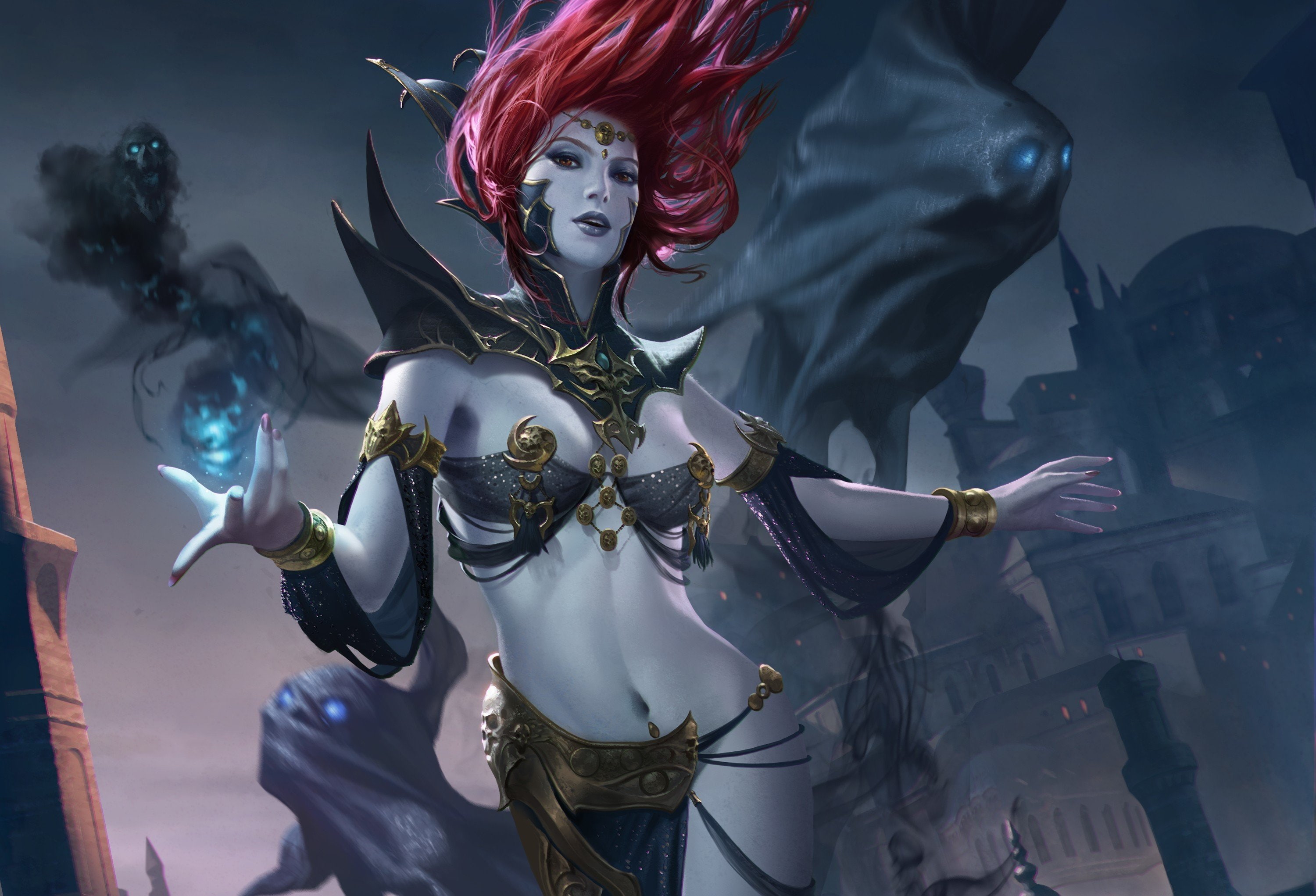 girls, games, 2K, girl, fantasy, magic, legend, cryptids, redhead, HD Wallpaper