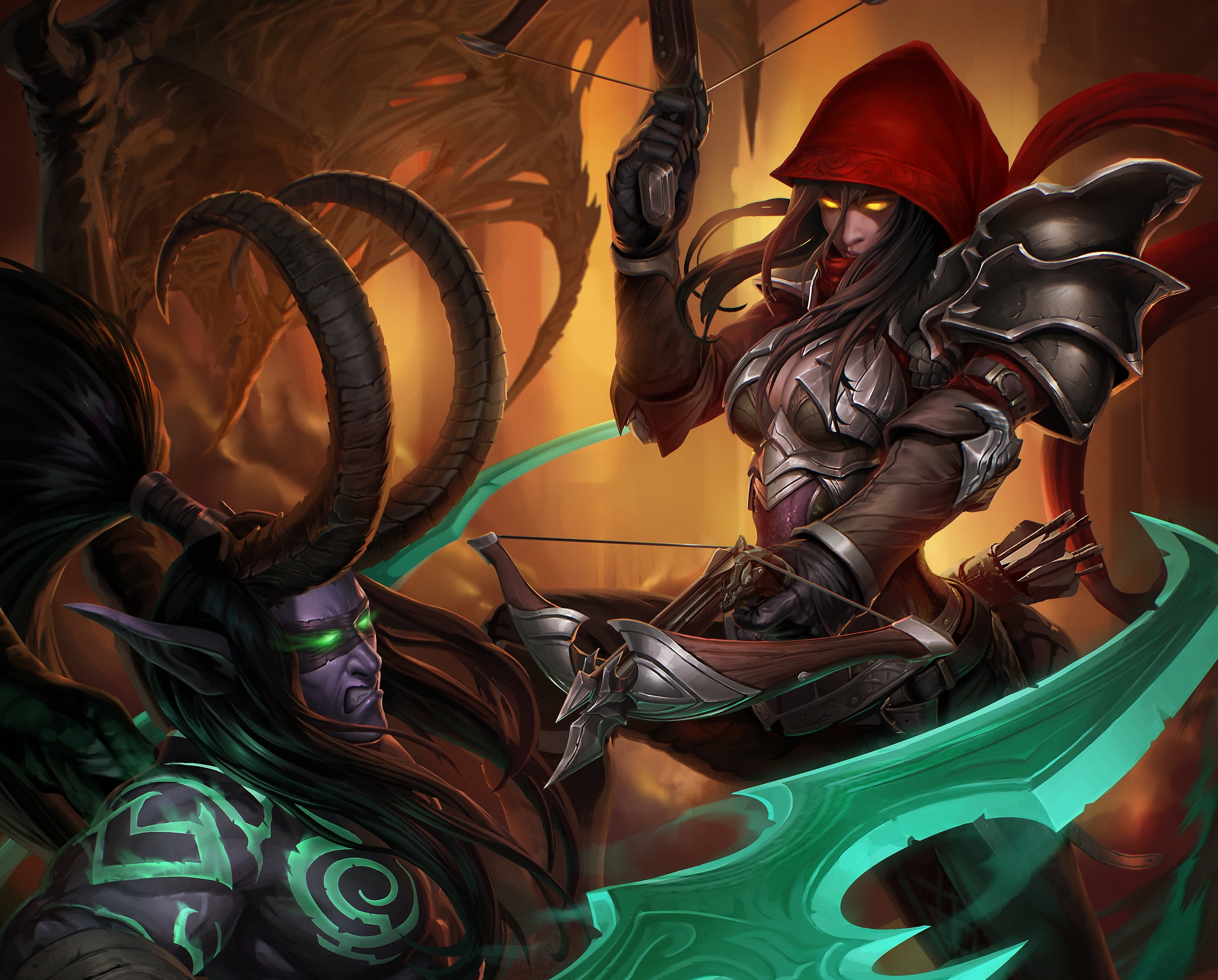 creativity, craft, illidan stormrage, Demon Hunter, orange color, clothing, close-up, male likeness, religion, sculpture, no people, statue, diablo, mask, HD Wallpaper