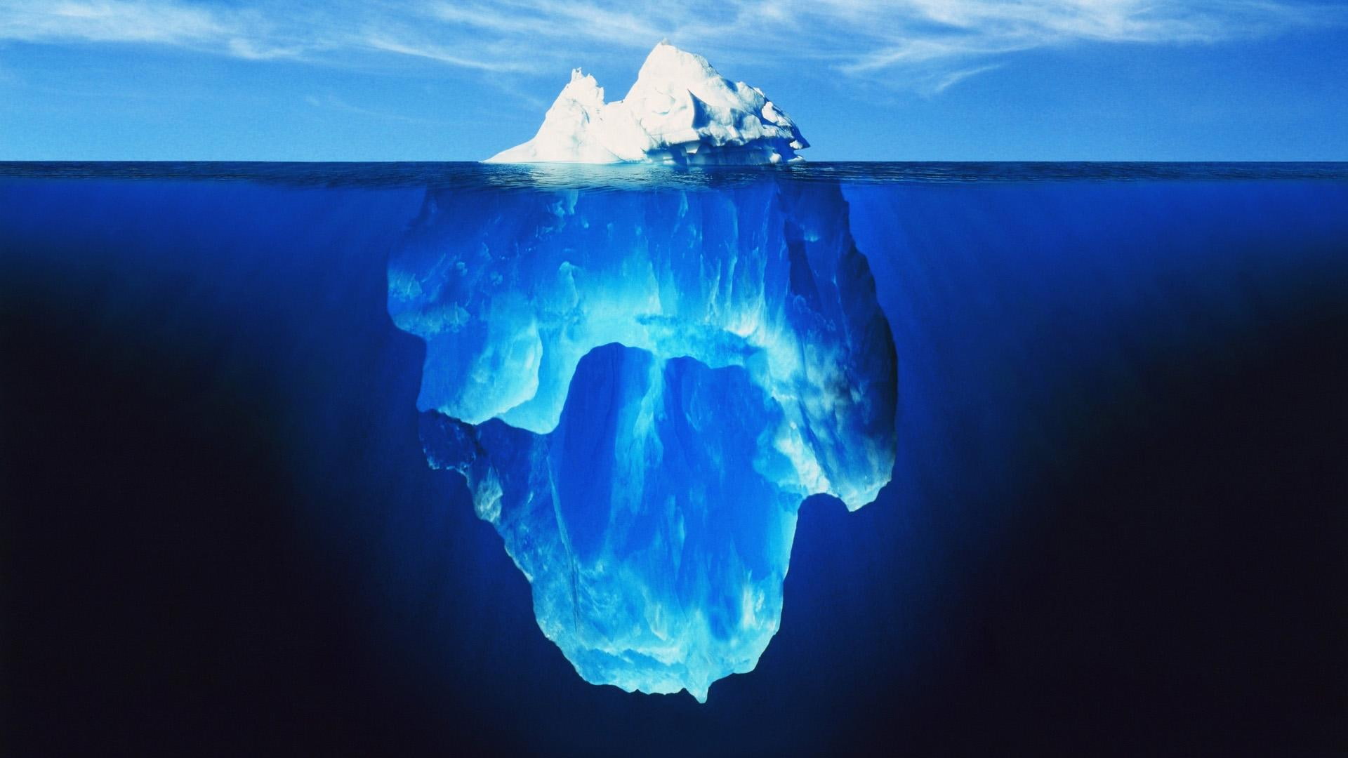 iceberg, picture, sea, color, sky, 1080P, landscape, undersea, illustration, undersea iceberg picture, HD Wallpaper