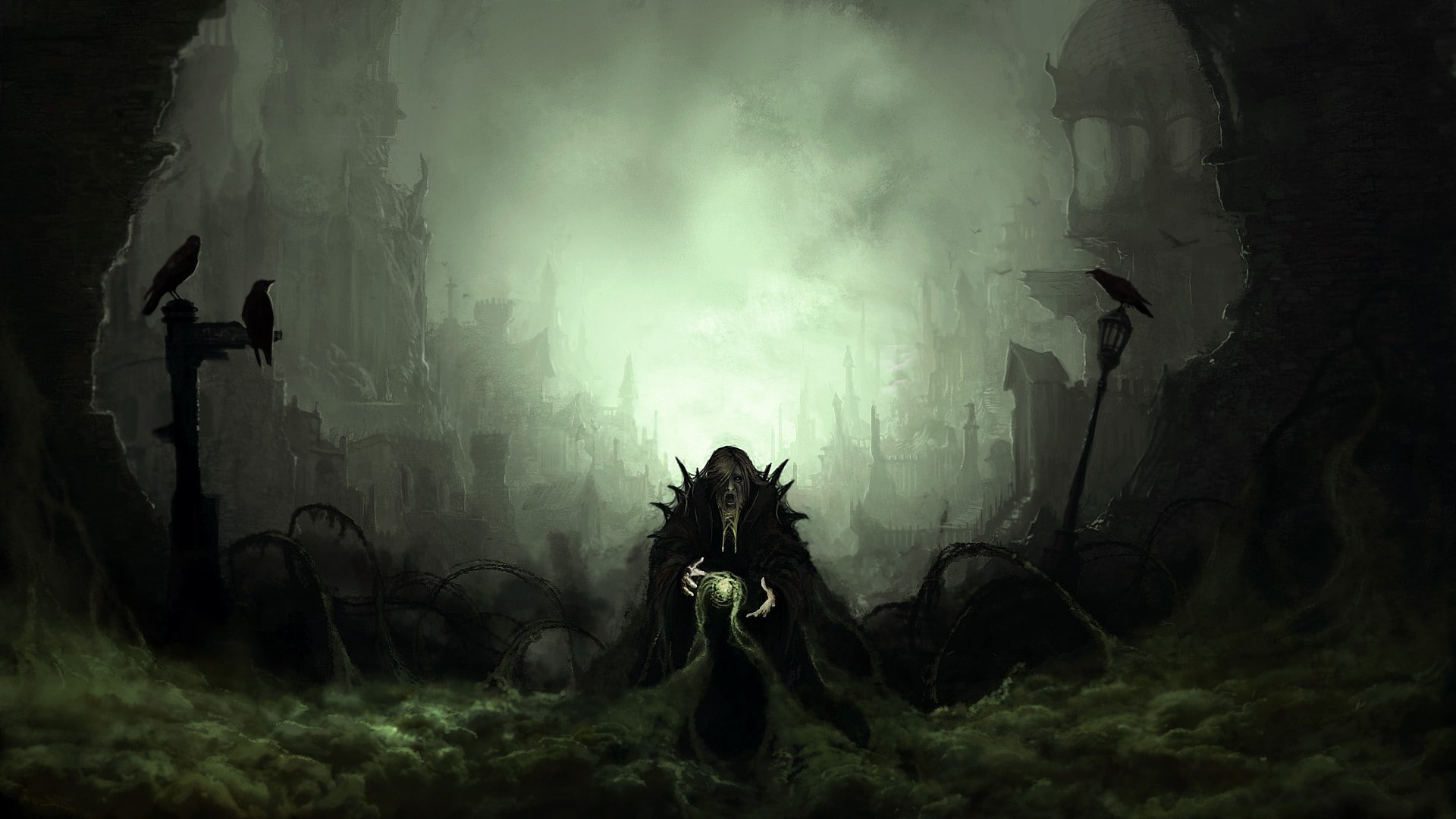 Necromancers, spooky, 1080P, fantasy Art, HD Wallpaper