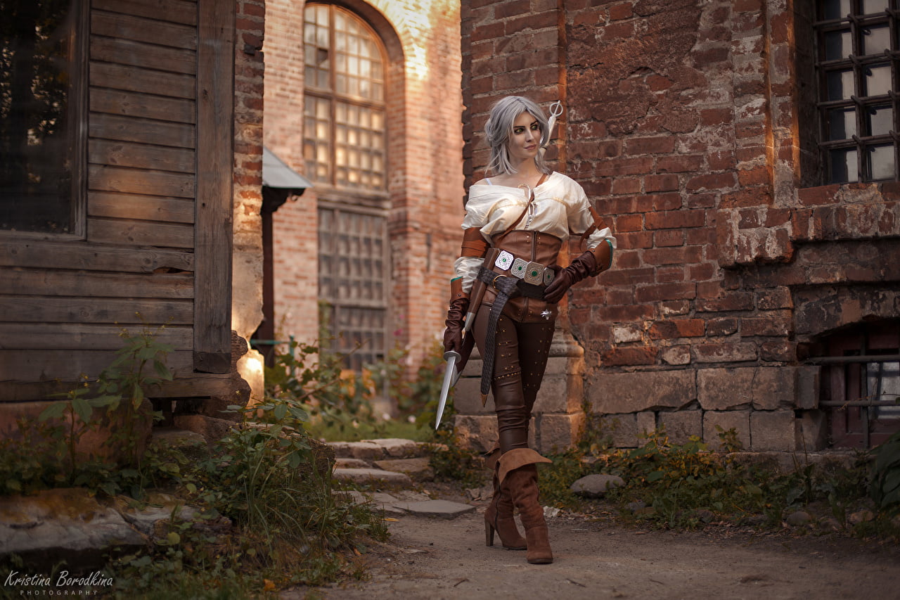 sword, Cirilla, The Witcher 3, cosplay, 720P, white hair, Ciri (The Witcher), video game girls, The Witcher, Ciri, women with swords, model, photography, HD Wallpaper