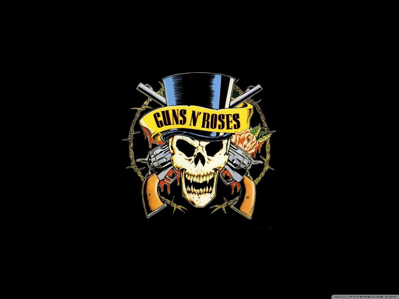 guns n roses, skeleton, human representation, human skeleton, cut out, bone, single object, copy space, representation, black background, no people, communication, HD Wallpaper