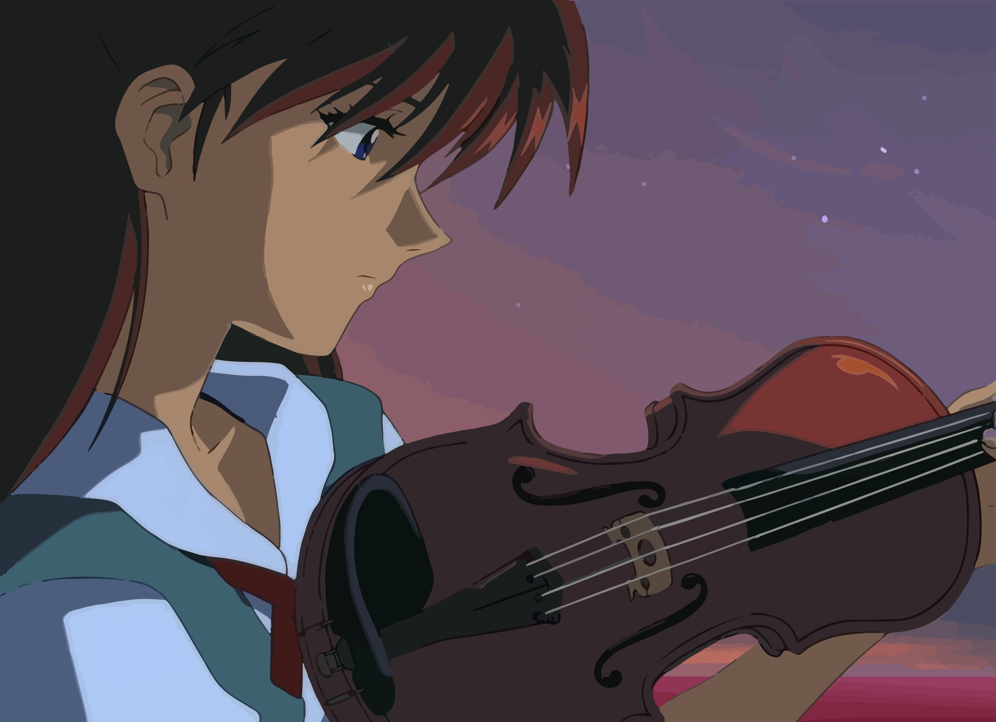 Asuka Langley Soryu, Neon Genesis Evangelion, violin, 2K, HD Wallpaper