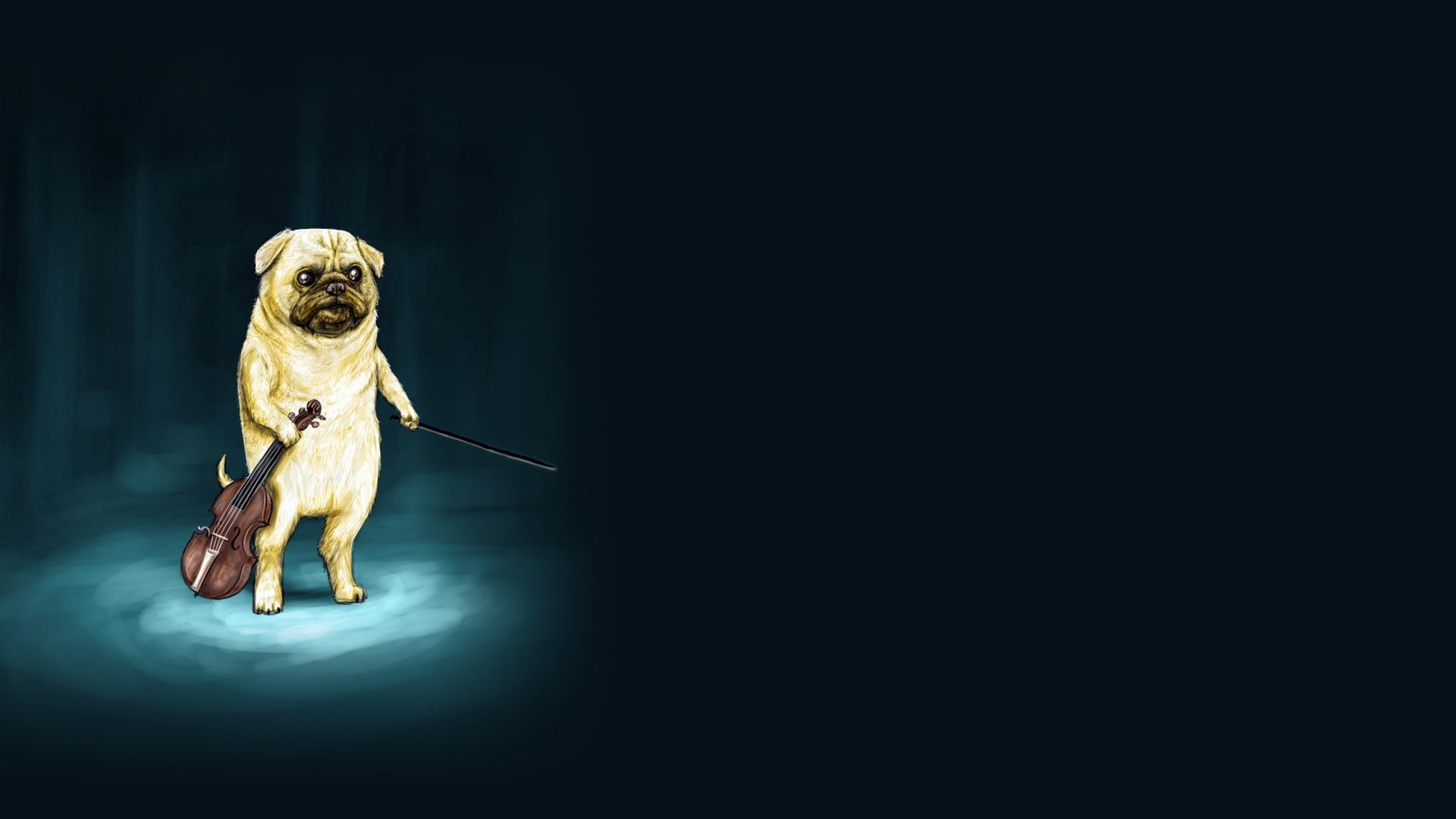 illiustratyioon, indoors, lap dog, canine, full length, one animal, stage, black background, domestic, animals, pug, studio shot, chihuahua - dog, people, HD Wallpaper