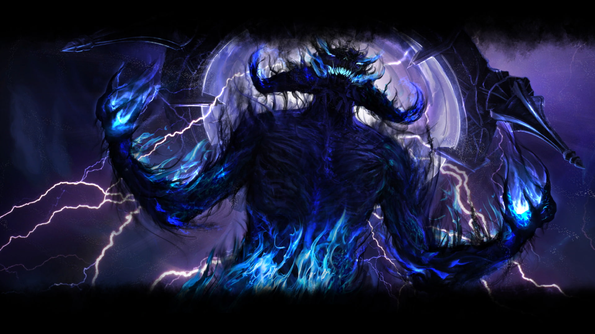 fantasy Art, blue, power in nature, futuristic, illuminated, video games, motion, nature, The Elder Scrolls Online, purple, cloud - sky, Mmorpg, black background, HD Wallpaper