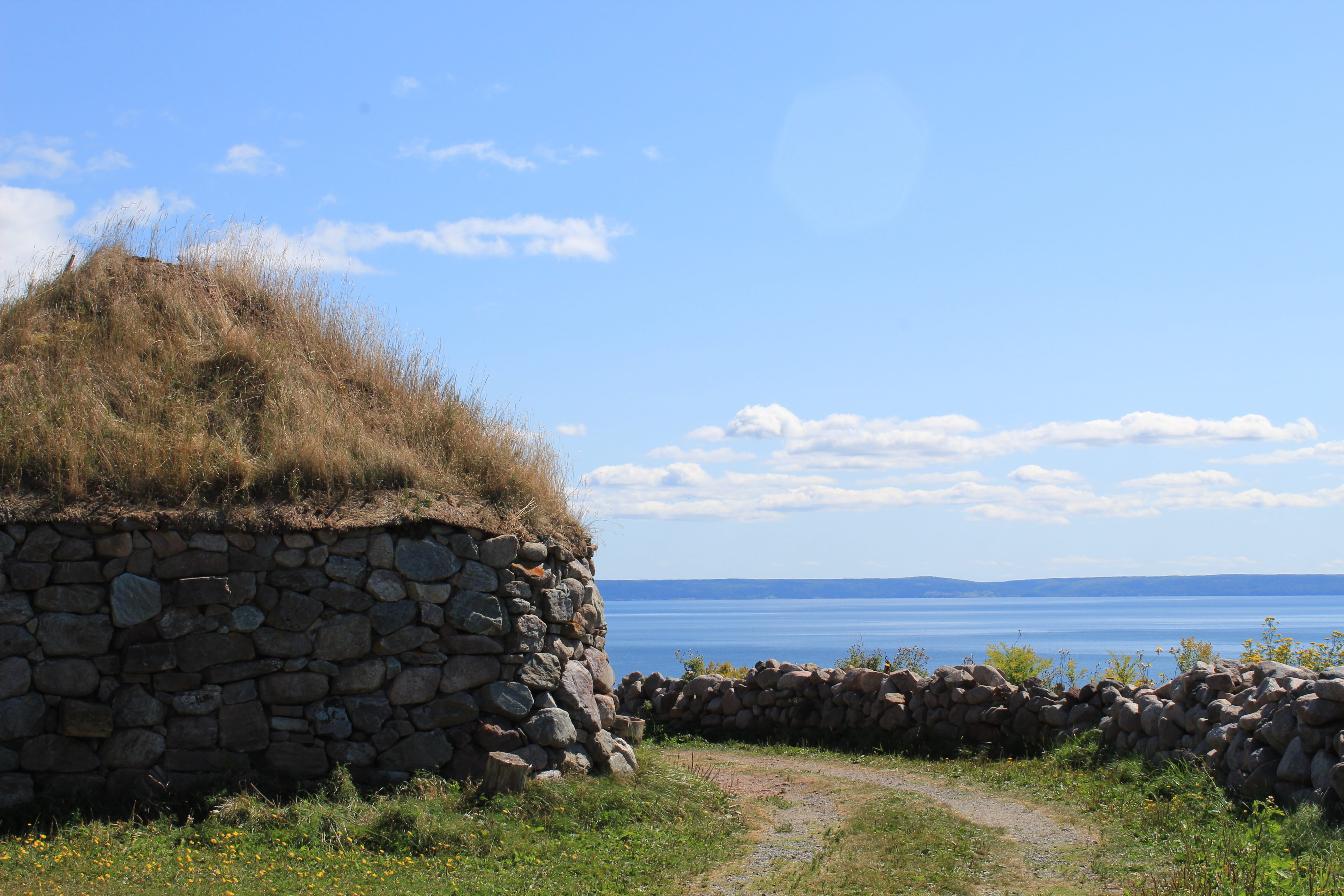 building, thatched roof, travel, built structure, highland village, history, past, water, wood, outdoors, clouds, landscape, no people, museum, stones, HD Wallpaper