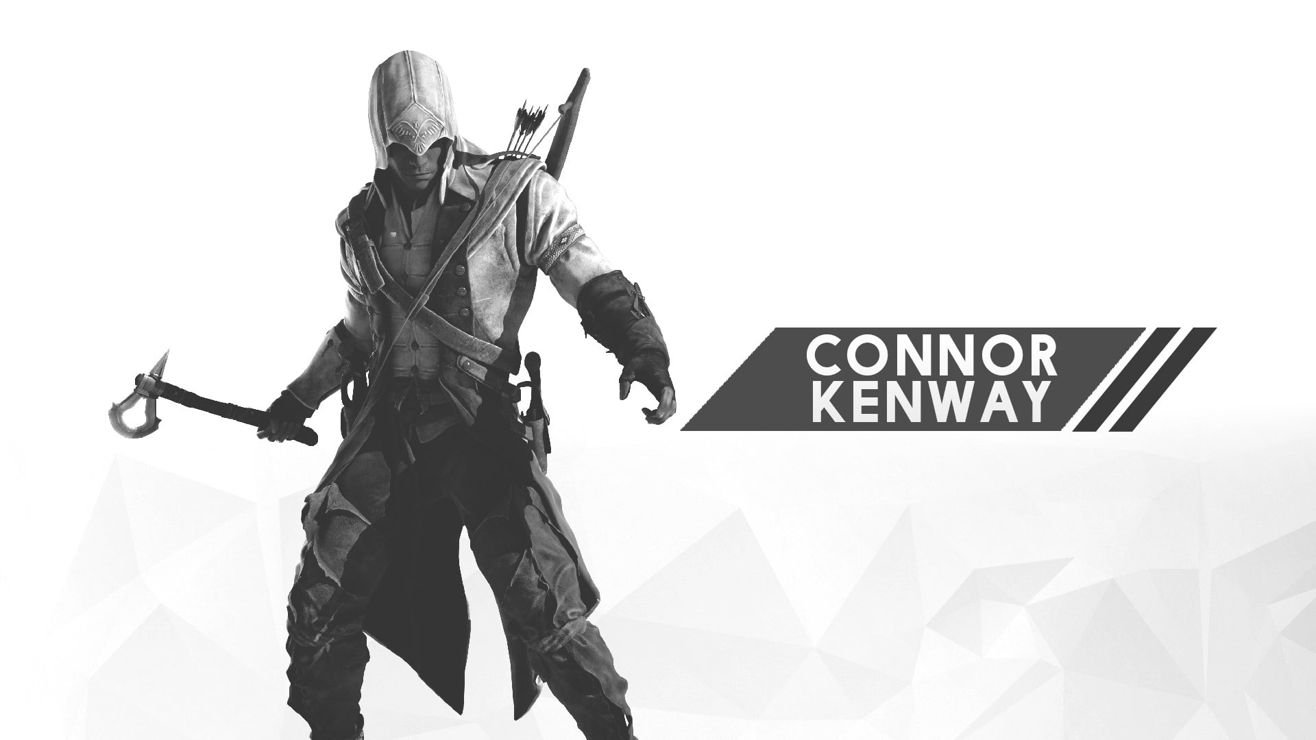 2D, men, clothing, government, Assassins Creed, rifle, communication, minimalism, sign, three quarter length, 1080P, front view, Connor Kenway, gun, video games, HD Wallpaper