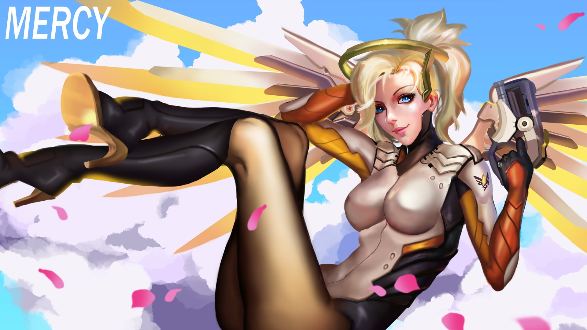 digital art, Mercy (Overwatch), Overwatch, video games, 1080P, HD Wallpaper