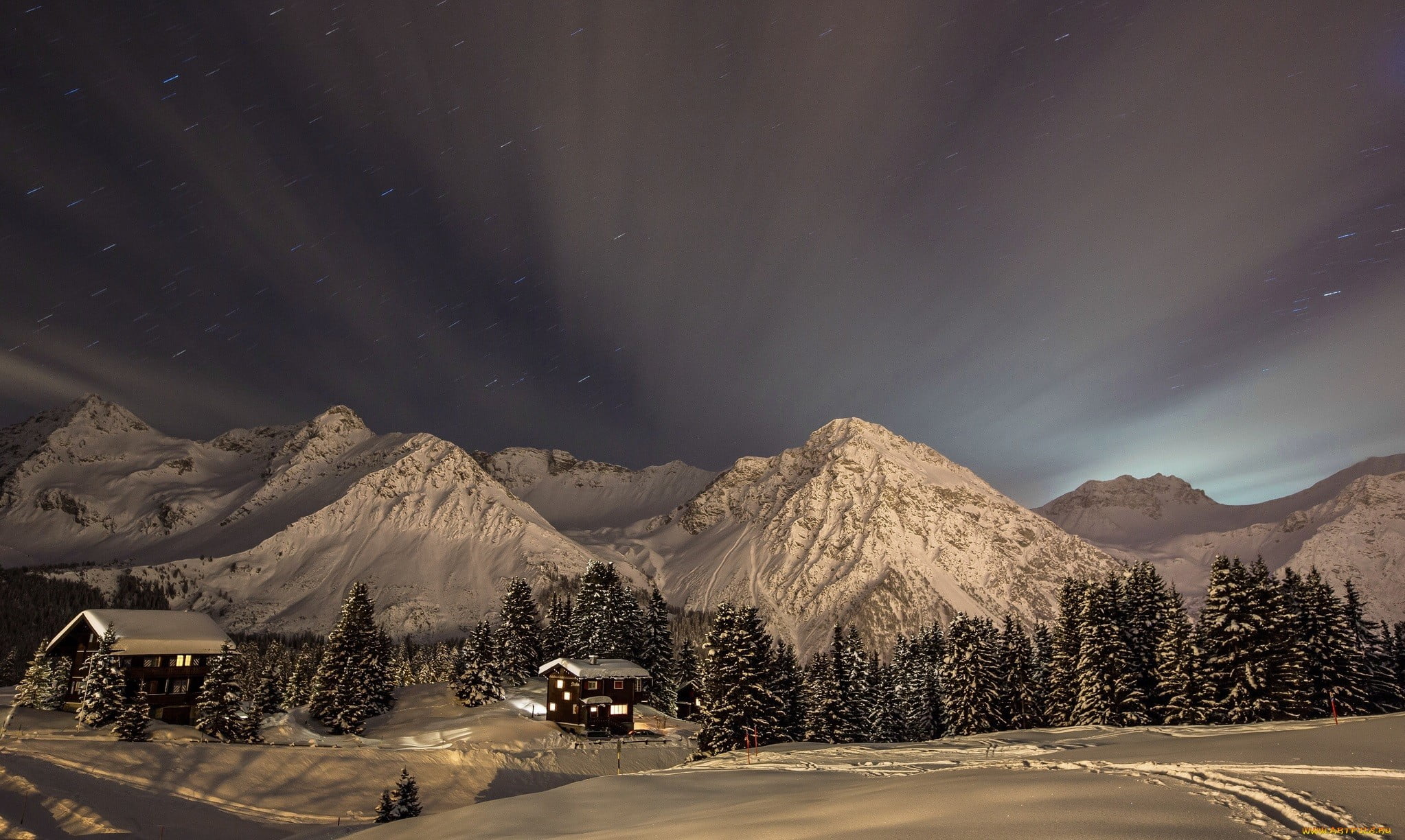 landscape, non-urban scene, winter, mountains, transportation, car, nature, 1080P, snow, cold temperature, environment, cloud - sky, mountain, snowcapped mountain, HD Wallpaper