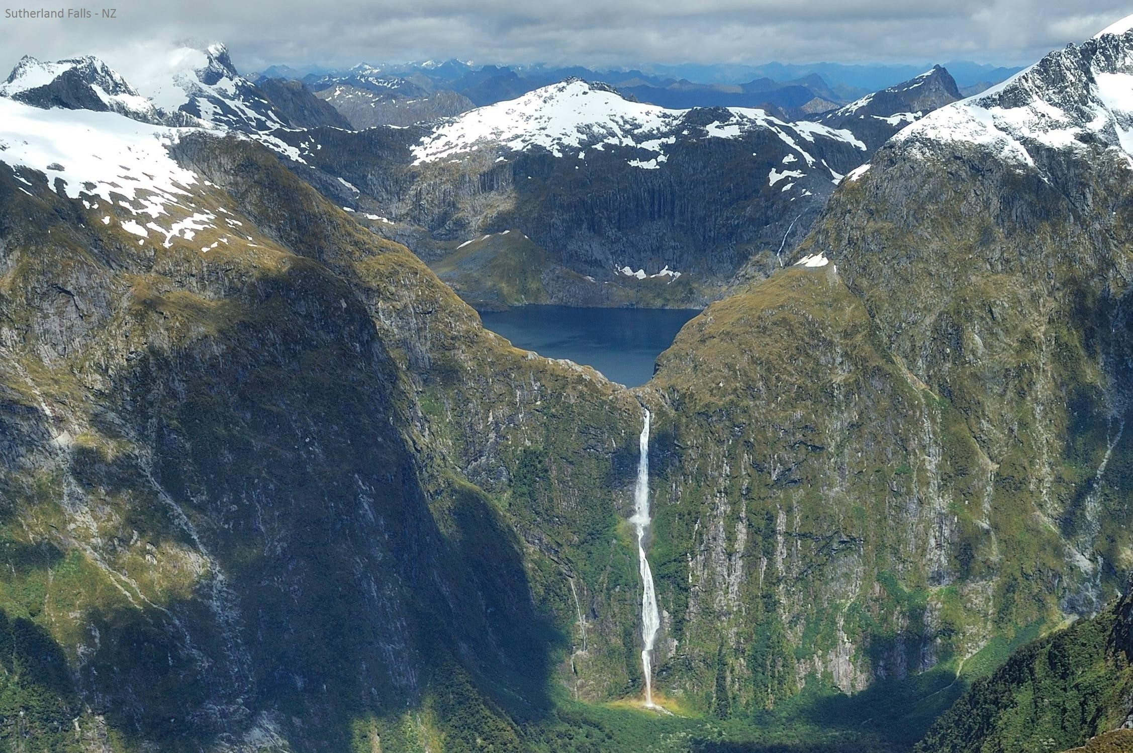 waterfall, landscape, Sutherland Falls, New Zealand, wilderness, mountains, nature, 1080P, HD Wallpaper