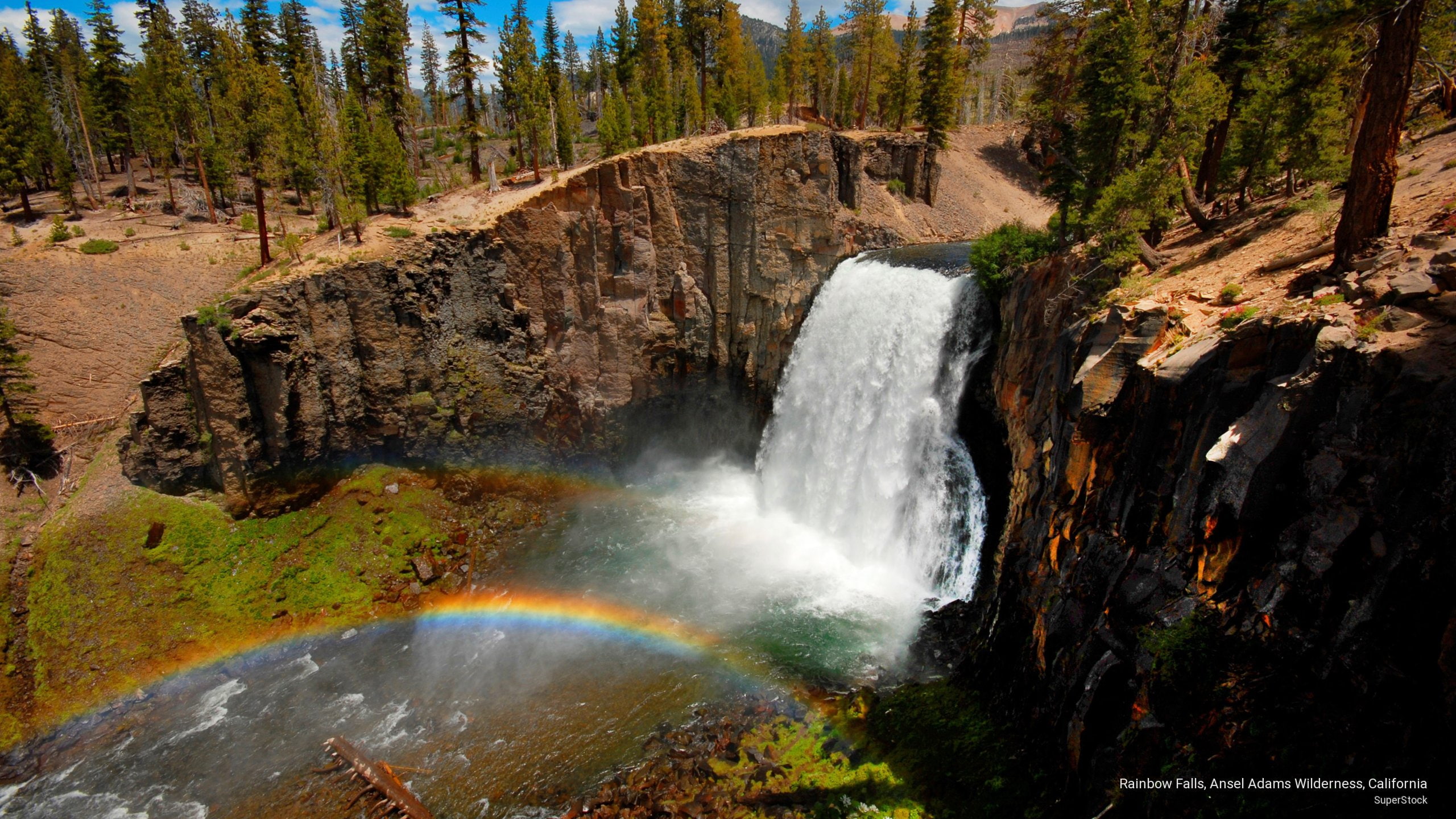 Nature, adams, falls, ansel, california, rainbow, wilderness, 2K, HD Wallpaper