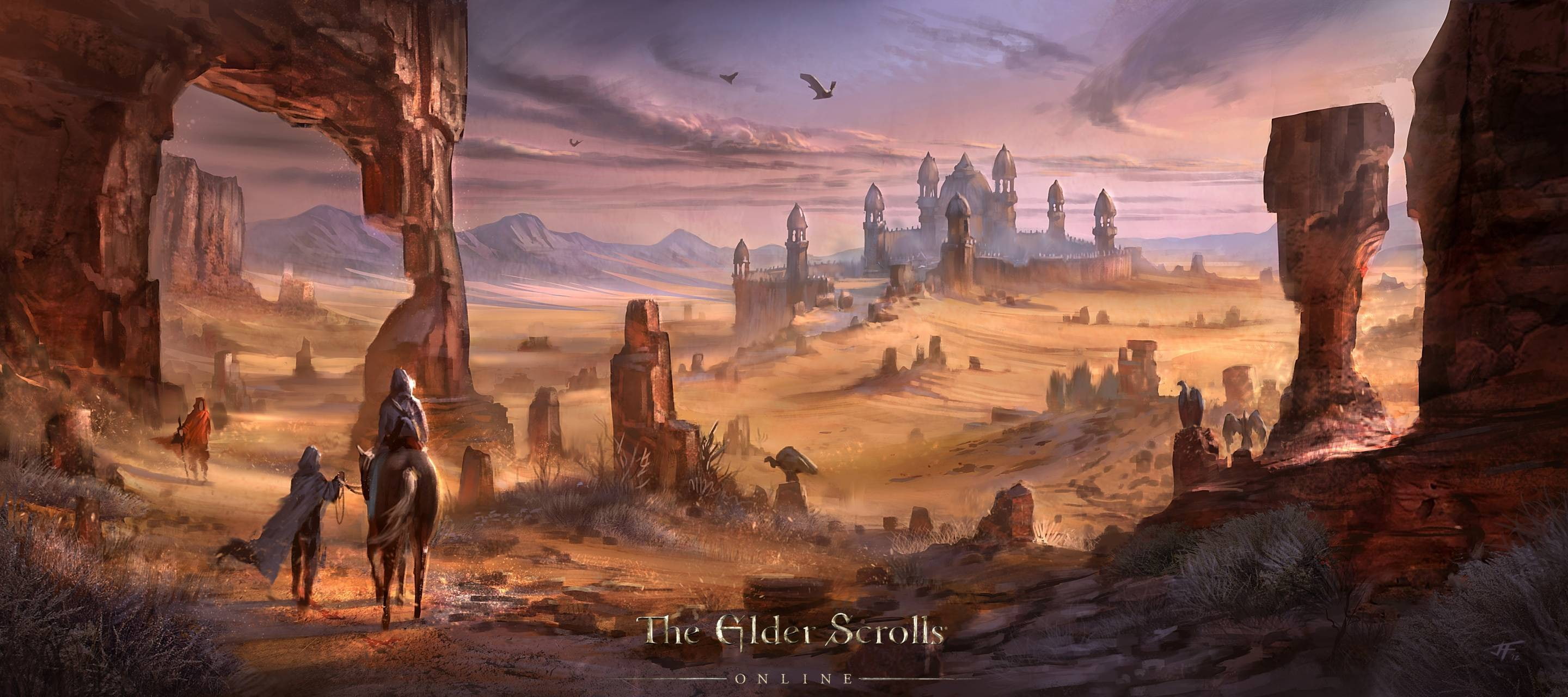 panoramic, religion, poster, architecture, TES Online, solid, sky, Hammerfell, Alik`r, outdoors, land, Hammer fur, scrolls, travel, landscape, nature, the city, HD Wallpaper