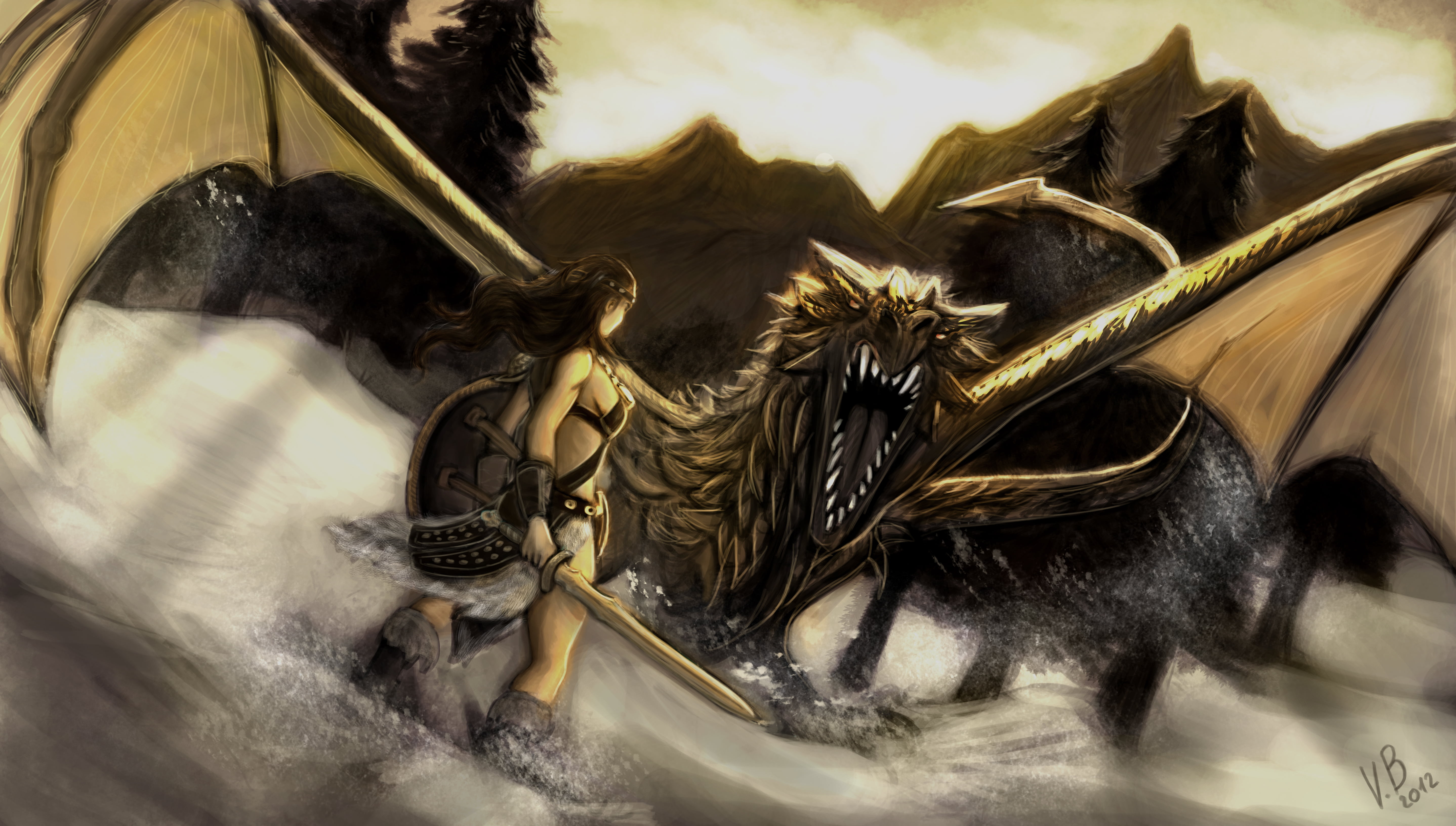snow, indoors, backgrounds, craft, summer, day, dragon, brown, Skyrim, creativity, history, 5K, spirituality, the past, feather, nature, mountains, sword, HD Wallpaper