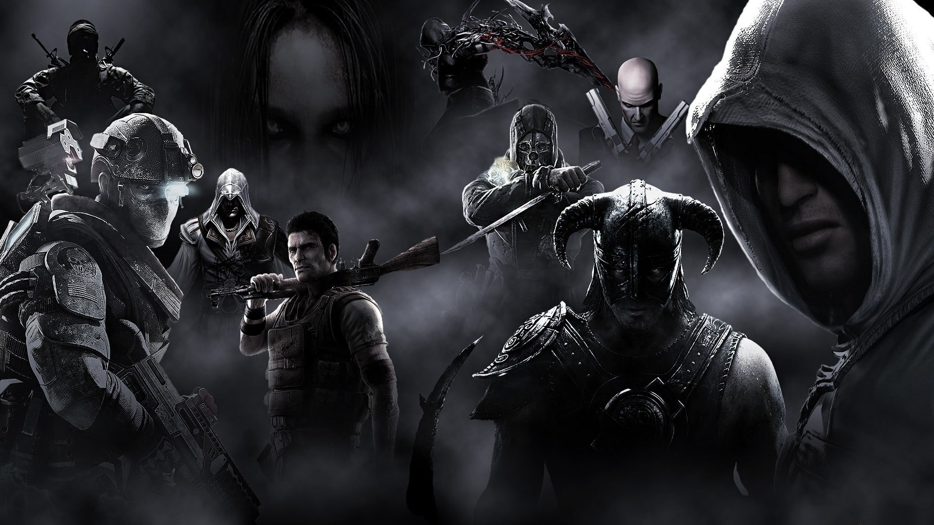 black, recon, future, hitman, duty, 1080P, dishonored, call, dovahkiin, ops, creed, prototype, soldier, scrolls, assasins, elder, fear, skyrim, ghost, HD Wallpaper