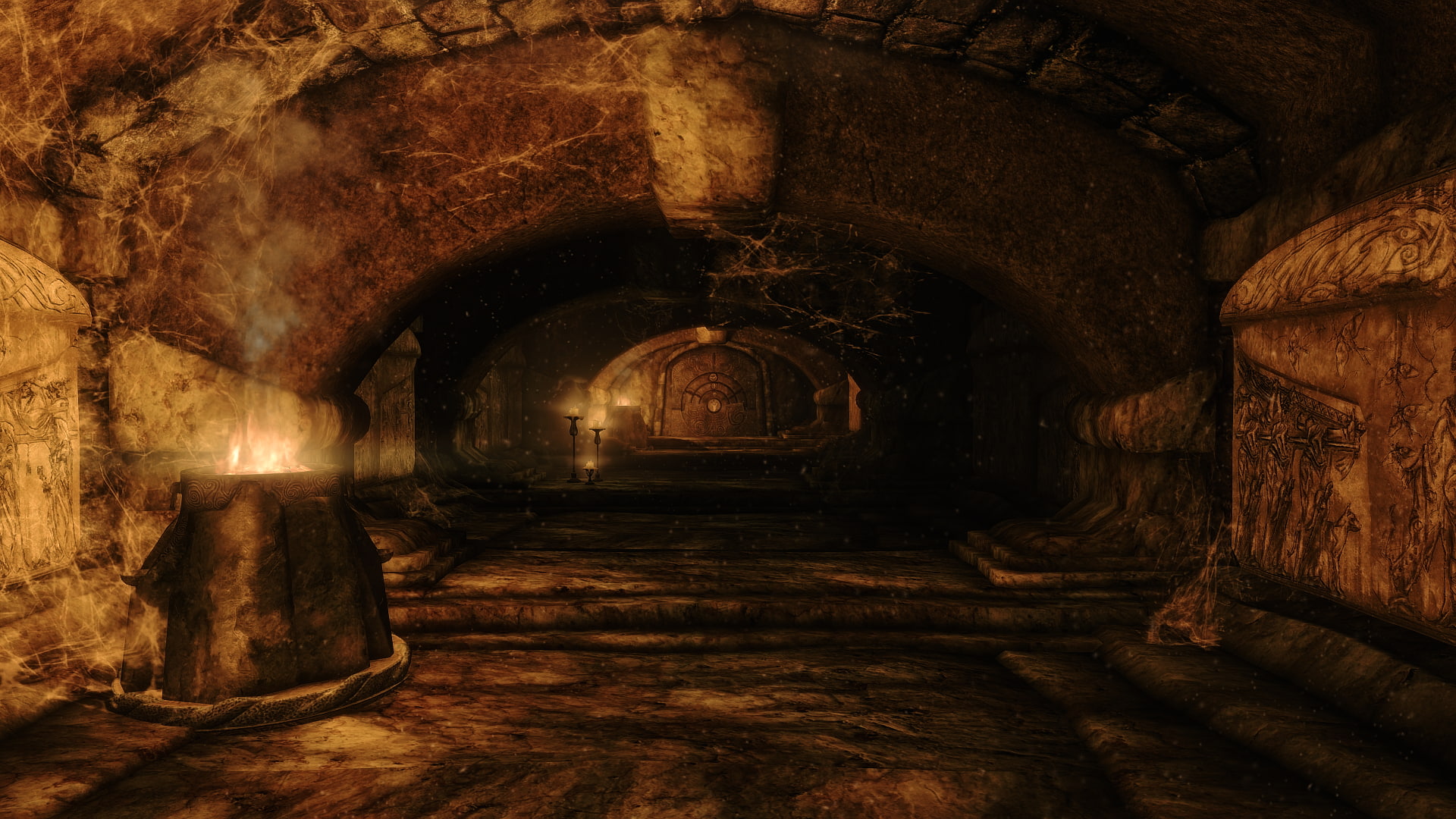 The Elder Scrolls, building, architecture, empty, history, wall, the way forward, abbey, ENB, indoors, the past, built structure, arcade, corridor, no people, HD Wallpaper