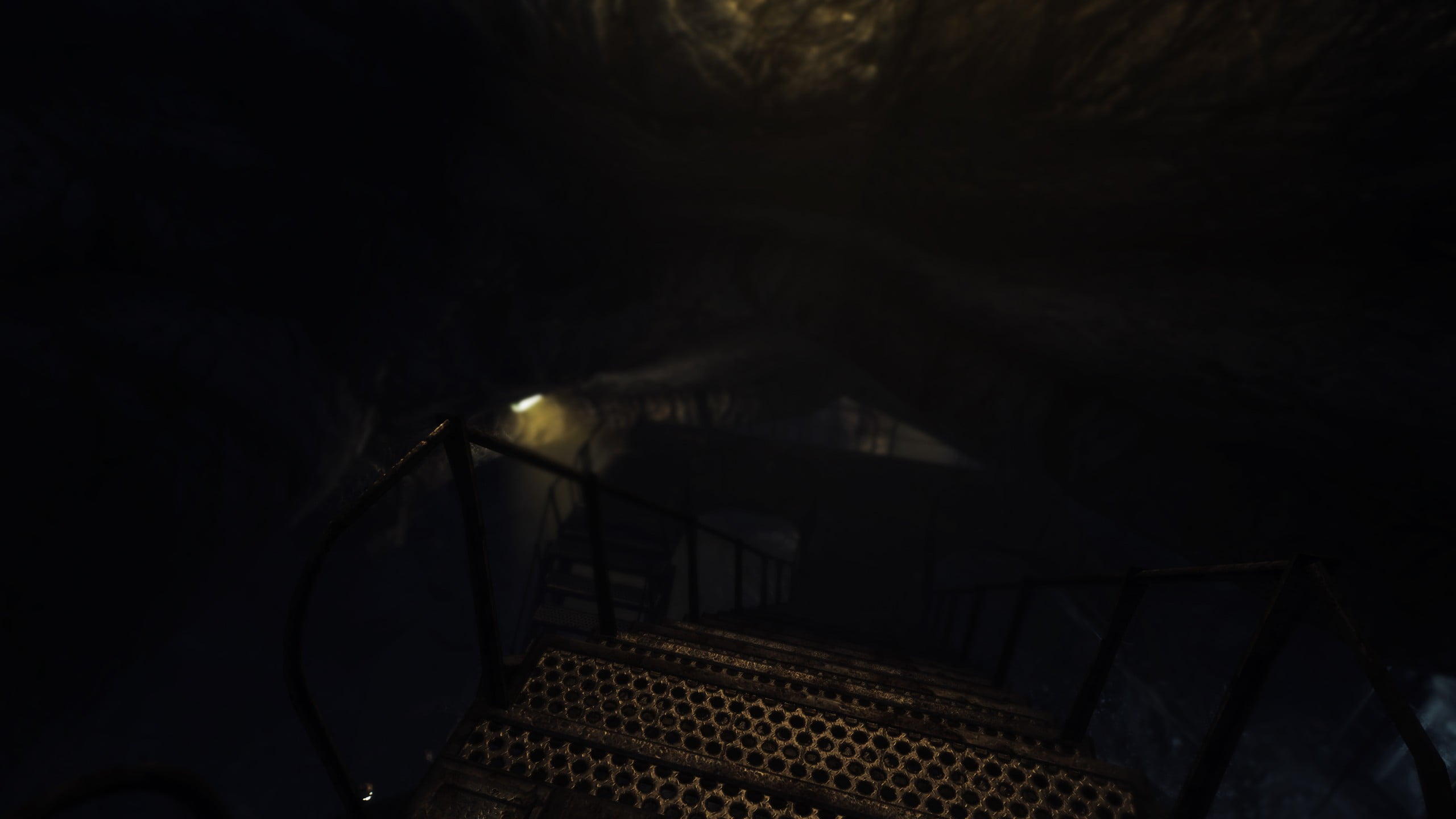 Fallout, video games, screen shot, architecture, nature, night, transportation, staircase, railing, indoors, 2K, no people, copy space, illuminated, Fallout 3, HD Wallpaper