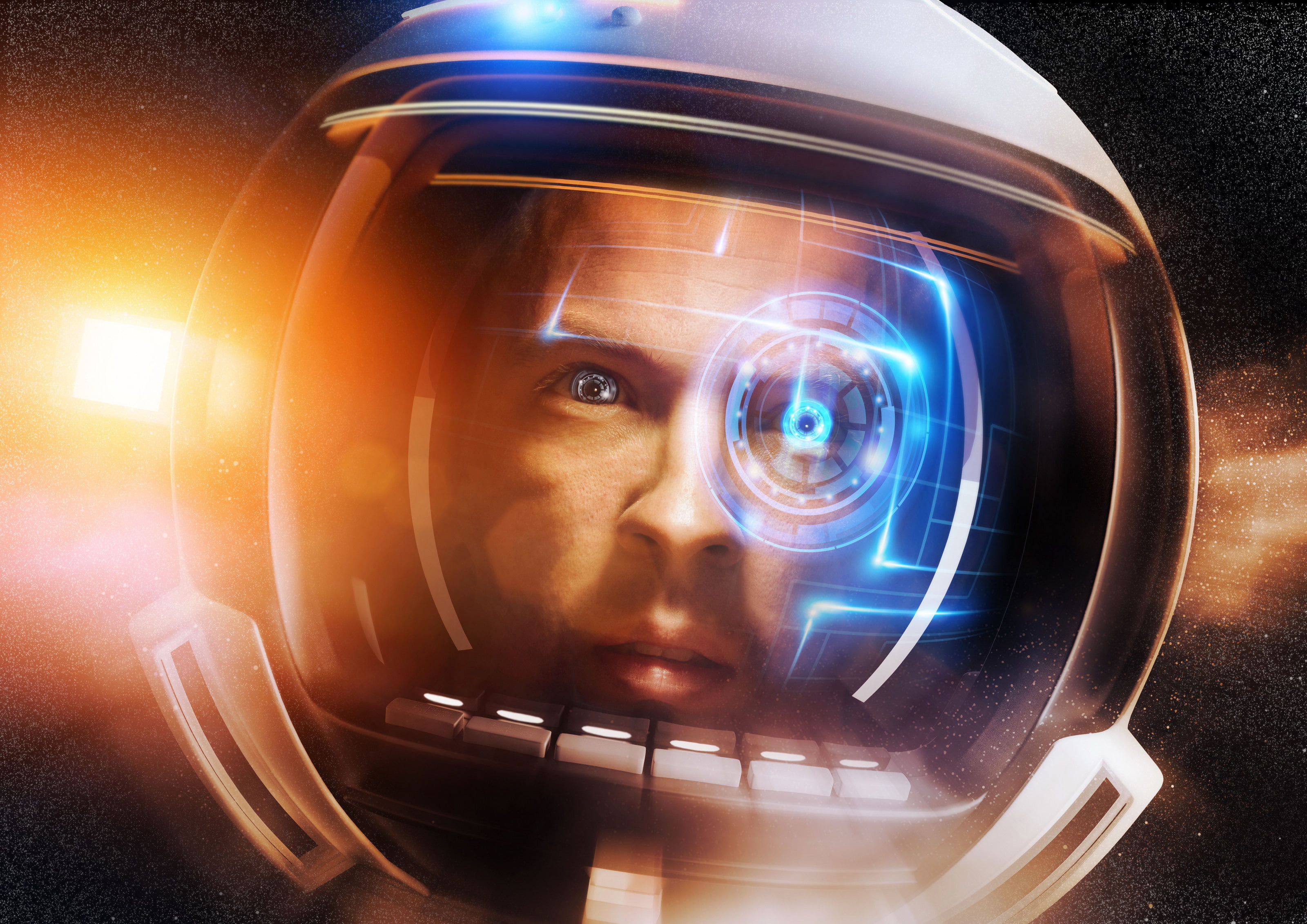 illuminated, helmet, futuristic, people, young Adult, caucasian Ethnicity, beauty, glow, frequency, outdoor, research., interface, portrait, HD Wallpaper