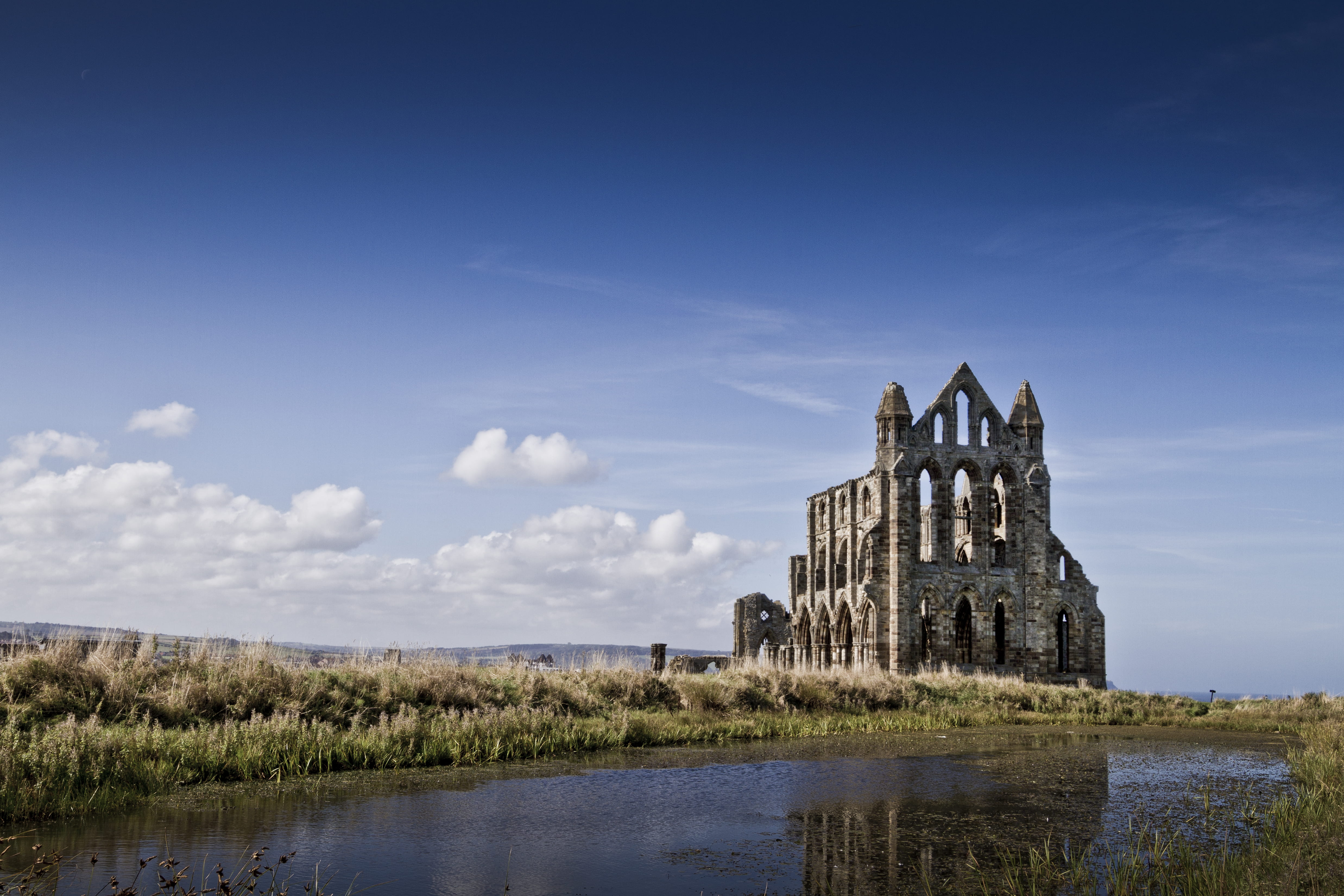 brown, derelict, angle, near, body, abbey, daytime, concrete, old ruin, building, building exterior, 4K, nature, ruins, sky, the past, architecture, cloud - sky, HD Wallpaper