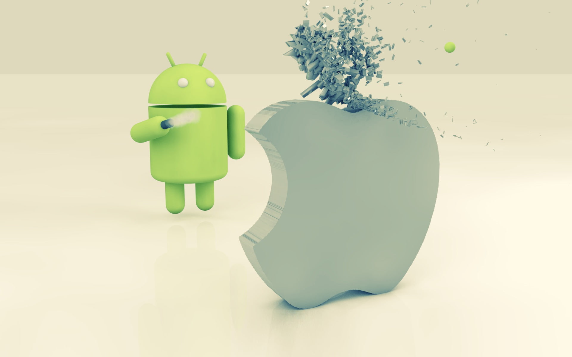vs, android, apple, 1080P, android logo, fantasy, ios, tech, gadgets, apple logo, HD Wallpaper