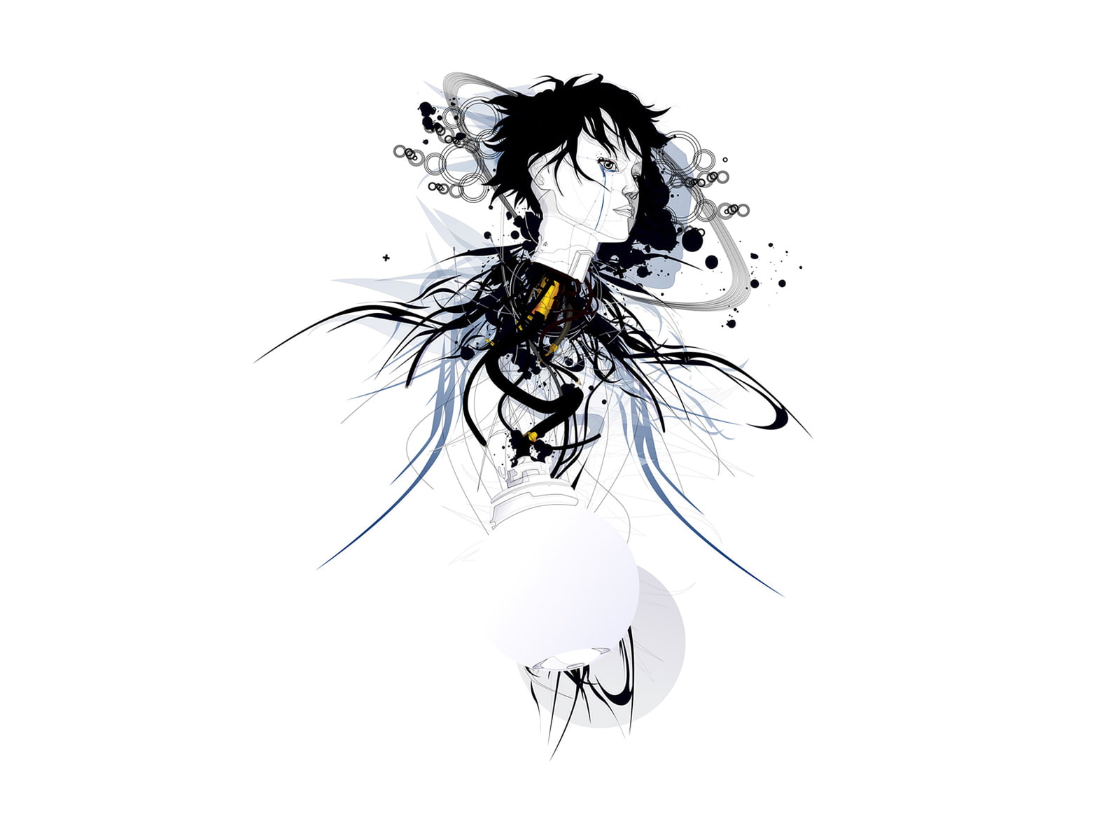 white, robot, digital/artwork, abstract, hd, head, cyborg, android, 720P, HD Wallpaper