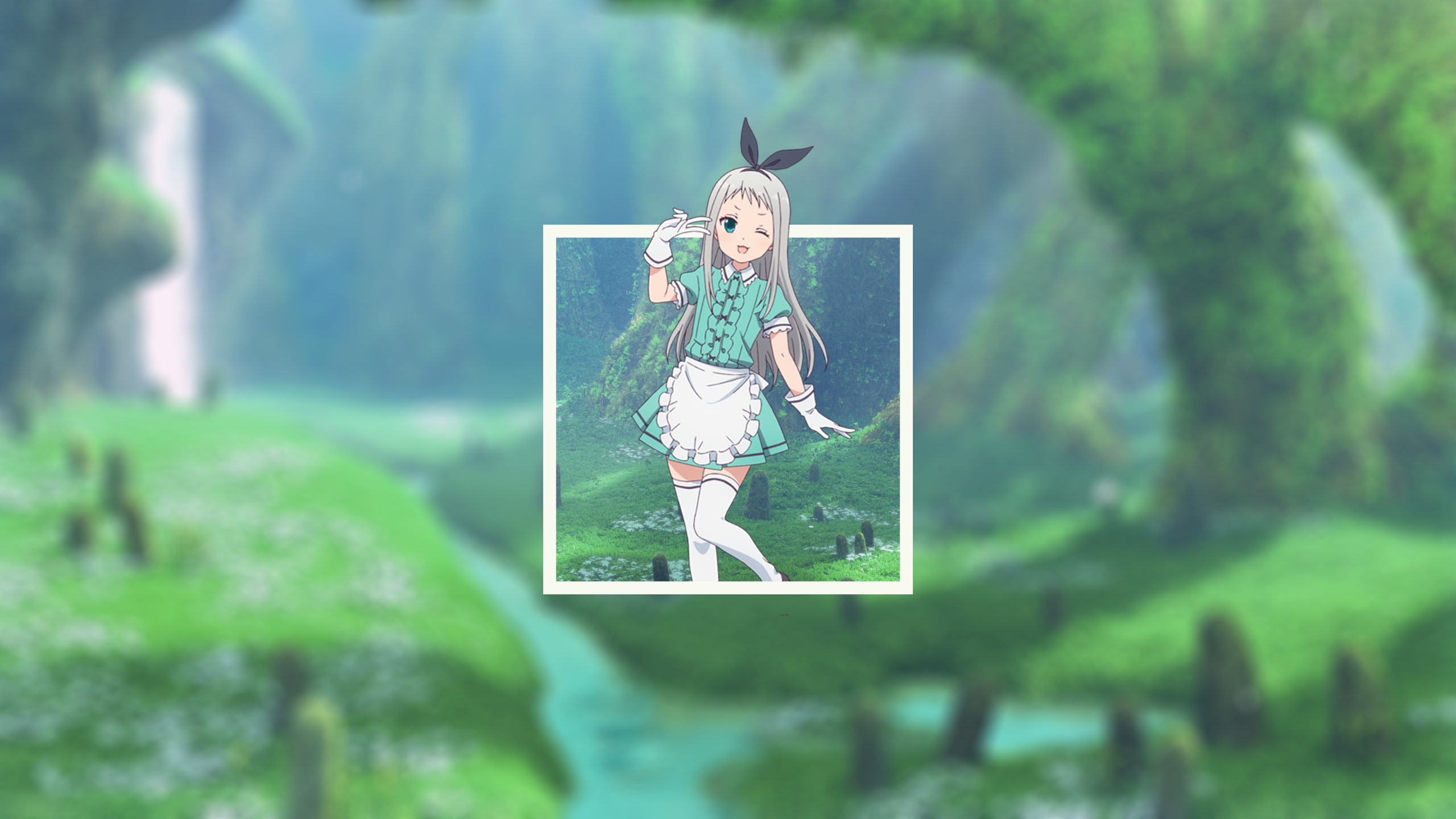 white skin, art and craft, female likeness, nature, toy, Kanzaki Hideri, forest, plant, outdoors, blurred, anime, landscape, 2K, green color, anime boys, HD Wallpaper