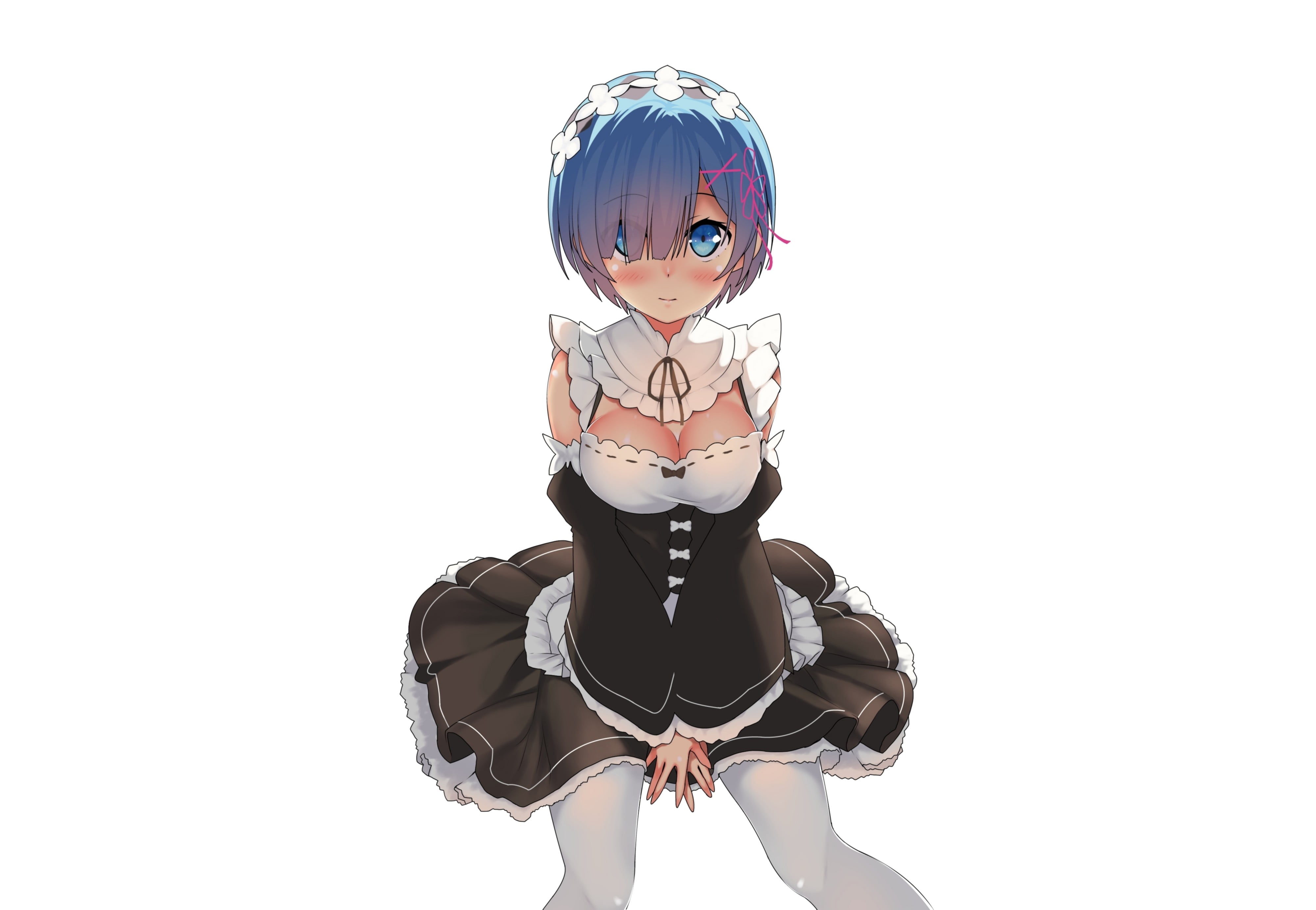 innocence, 4K, childhood, cut out, copy space, indoors, blue eyes, Re:Zero Kara Hajimeru Isekai Seikatsu, girl, portrait, leisure activity, one person, HD Wallpaper
